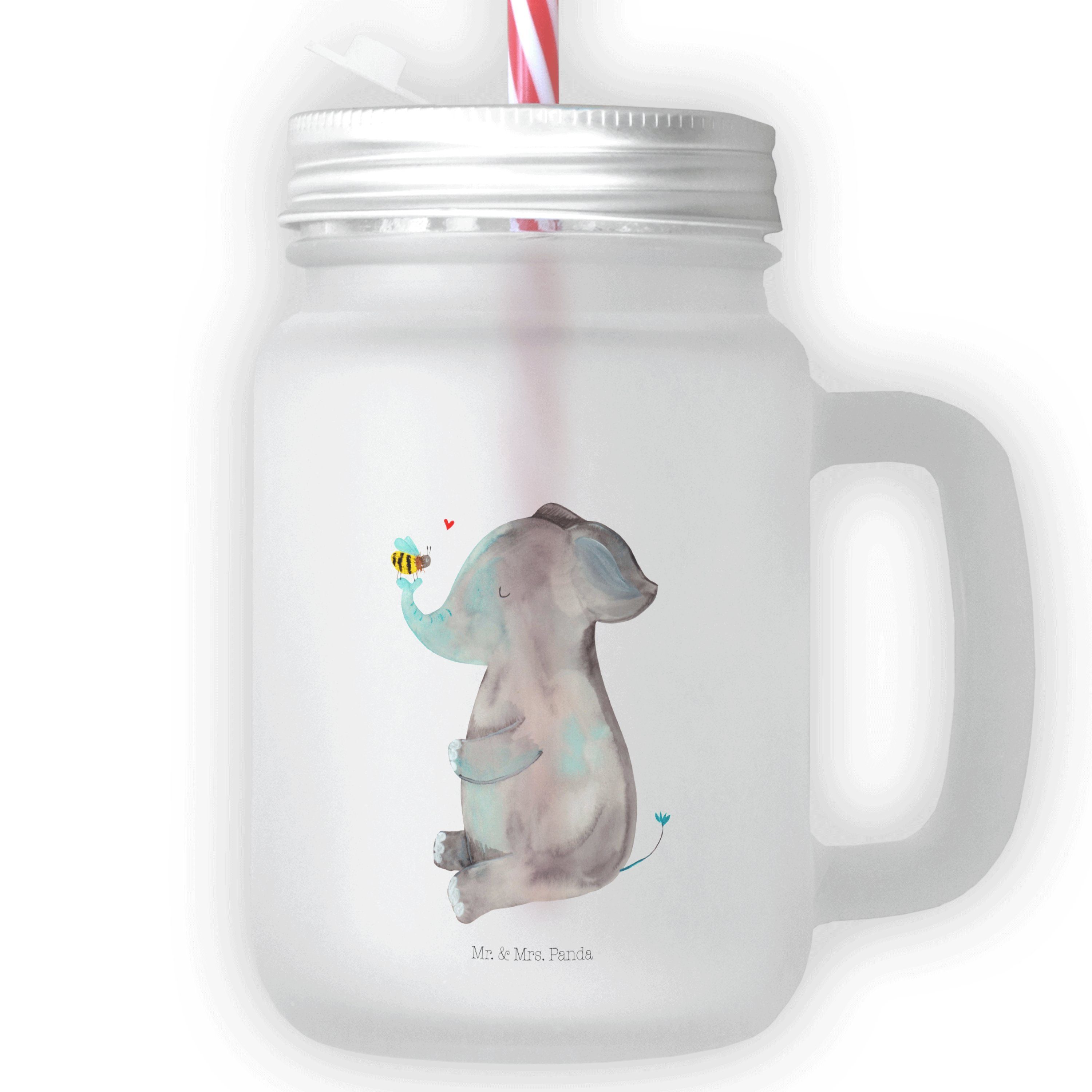 Mr. & Mrs. Panda Glas Elefant & Biene - Transparent - Geschenk, Jahrestag, lustige Sprüche, Premium Glas