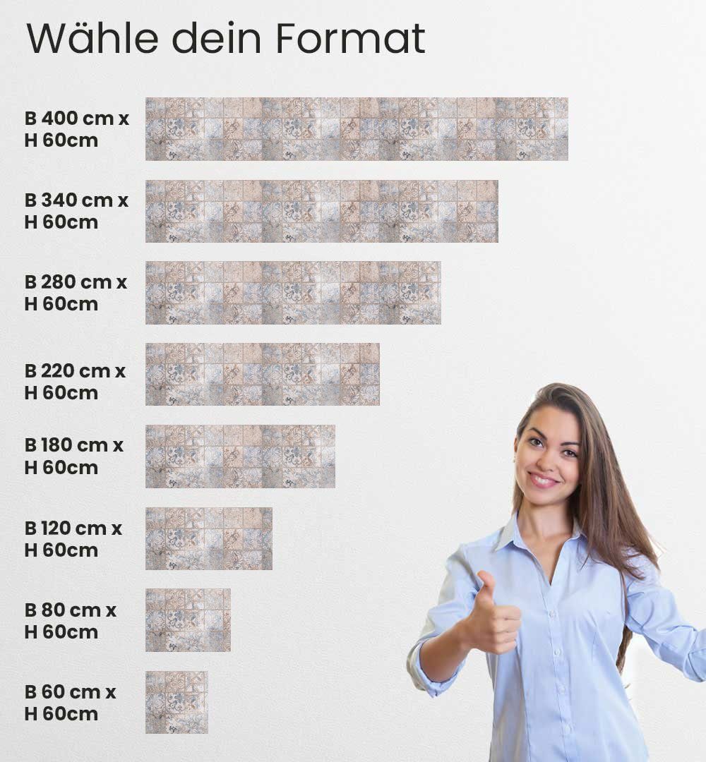 MyMaxxi Küchenrückwand Küchenrückwand selbstklebend Verwaschenes Retro Mosaik Spritzschutz, (Klebefolie passend geschnitten und gerollt B 340 cm x H 60 cm), Kup – Bild 5 von 5