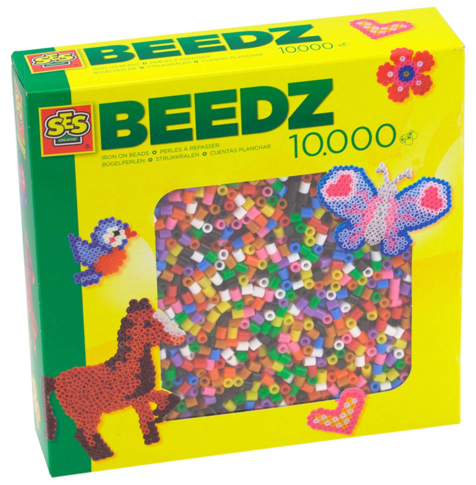 SES Creative Bügelperlen 10000 bunte Bügelperlen midi Vollton Mix SES Creative