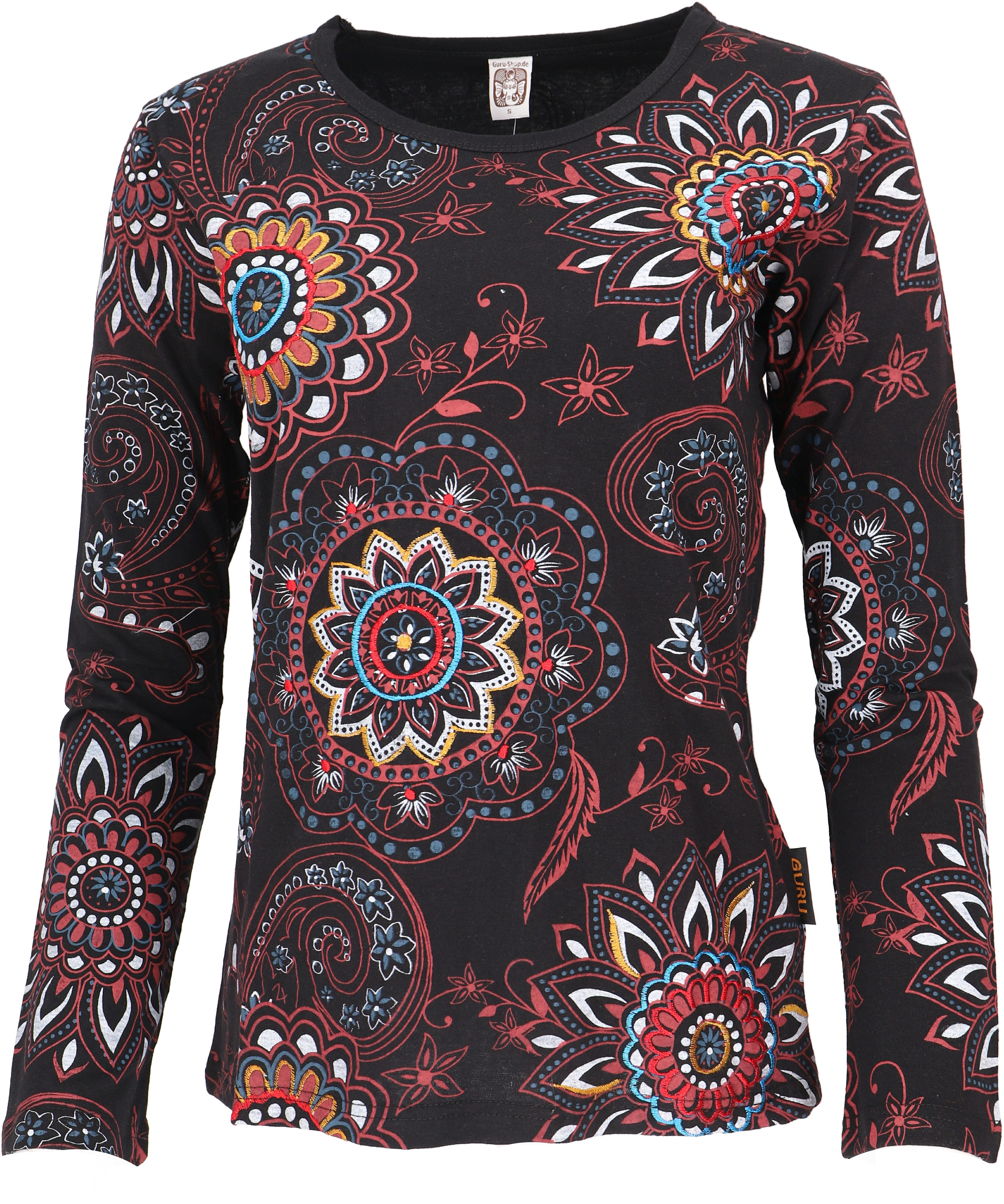Guru-Shop Longsleeve Besticktes Langarmshirt Hippie chic günstig online kaufen