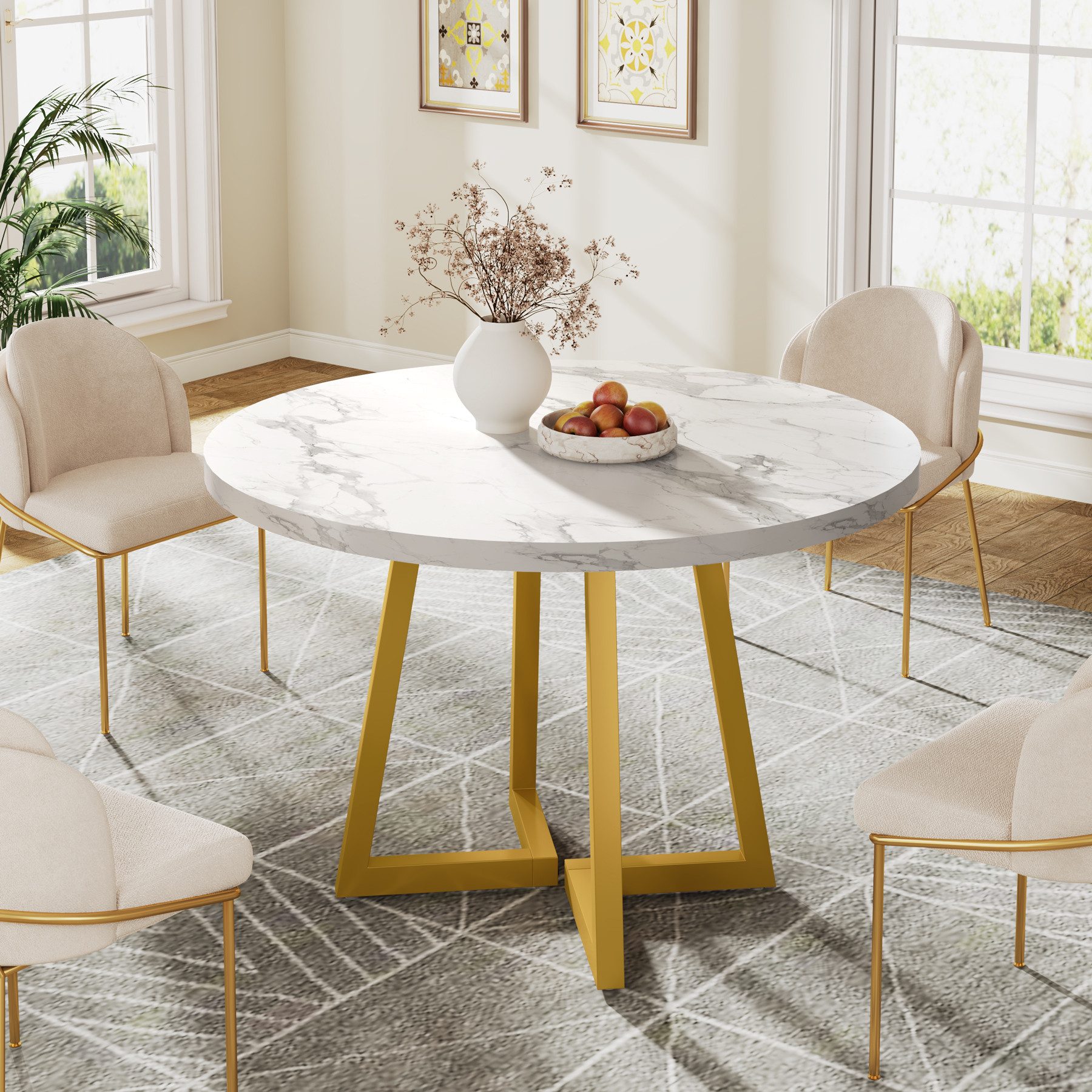 Tribesigns Esstisch 80 cm Quadratischer Küchentisch für 2, mit Metallfuß, für Esszimmer