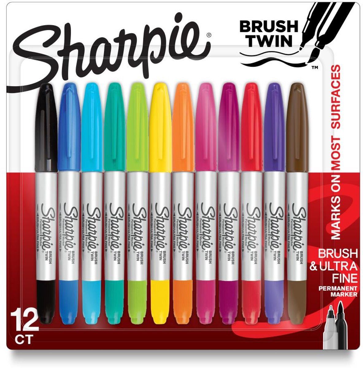 Sharpie Permanentmarker Brush Twin Set 12 Stück, (Set, 12-tlg., 12 Marker)