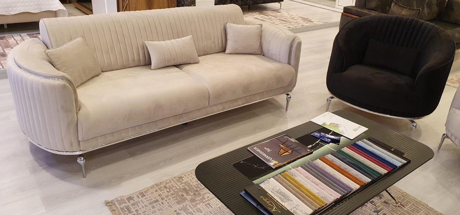JVmoebel Schwarz Polster Luxus Design Sessel Wohnzimmer Textil Couch Sitz Neu Sessel
