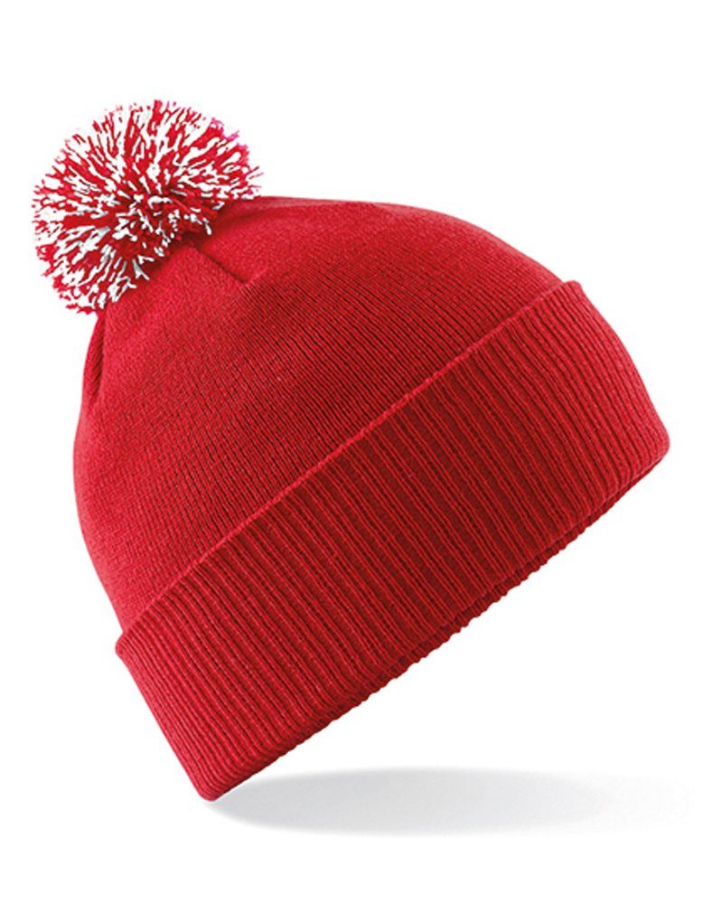 Mütze Design Red/White Goodman Duales Strickmütze Pompon Bommelmütze Design oder Beanie Slouch-Beanie mit Classic – Pudelmütze Umschlag als