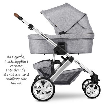 ABC Design Kombi-Kinderwagen Salsa 4 - Graphite Grey, (7-tlg), 2in1 Kinderwagen Buggy Set mit Babywanne, Sportsitz, Regenschutz