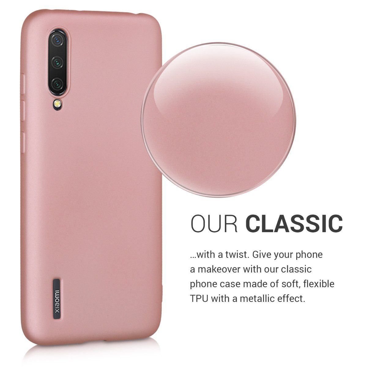 kwmobile Handyhülle Handyhülle für Xiaomi Mi 9 Lite Hülle, Silikon Case metallisch schimmernd - Schutzhülle Cover