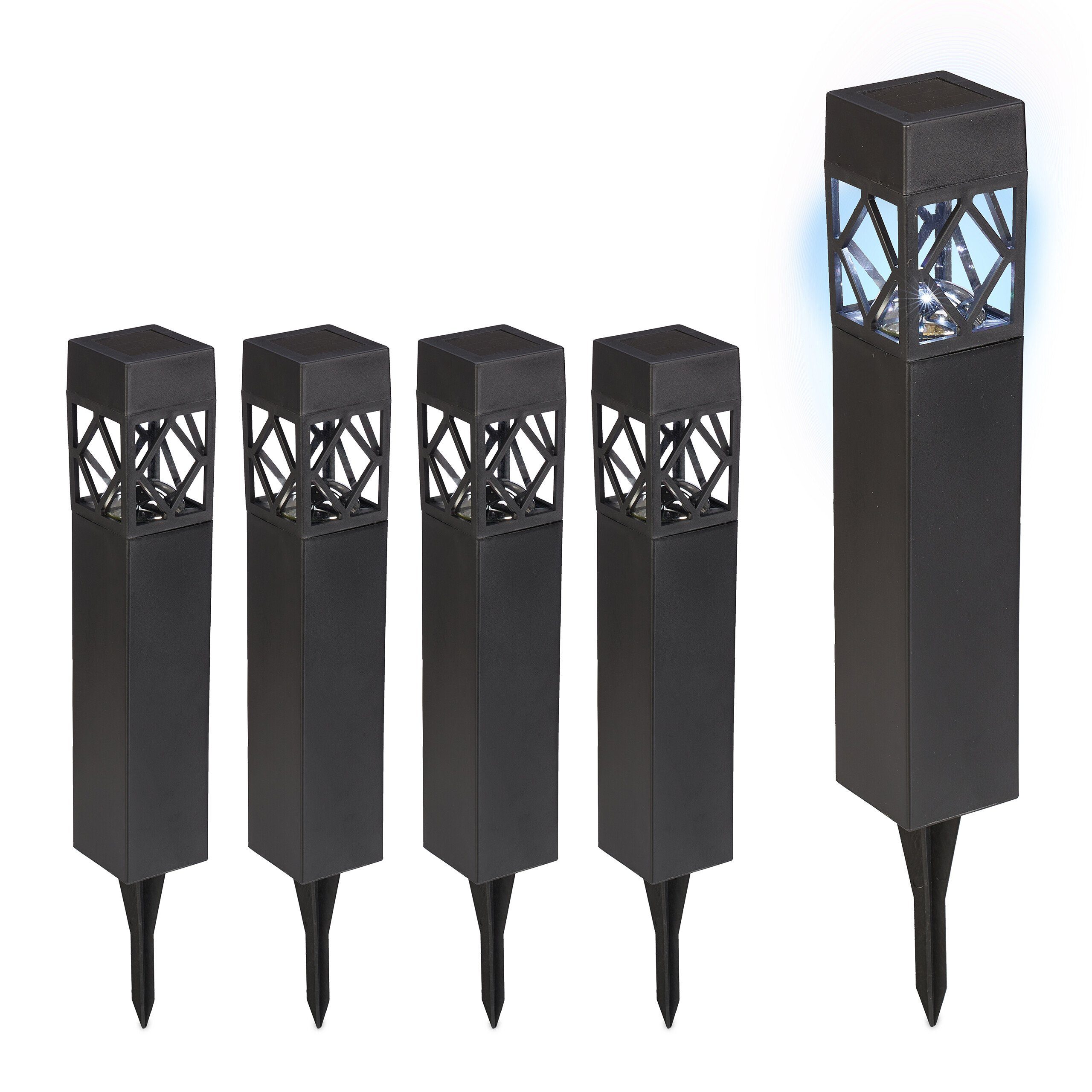 relaxdays LED Solarleuchte Solarlampen Set, 5er günstig online kaufen