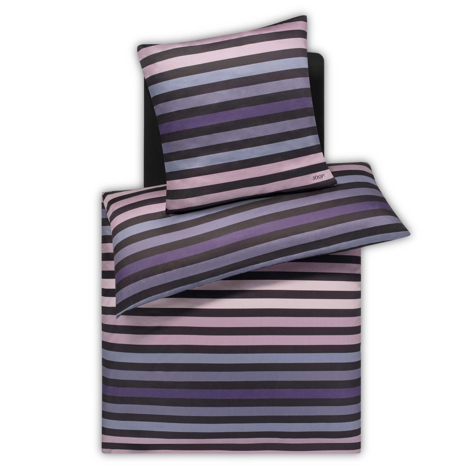 JOOP! Bettwäsche Tone 4103 5 Violett, Mako-Satin, 3 teilig, Gestreift, Logo
