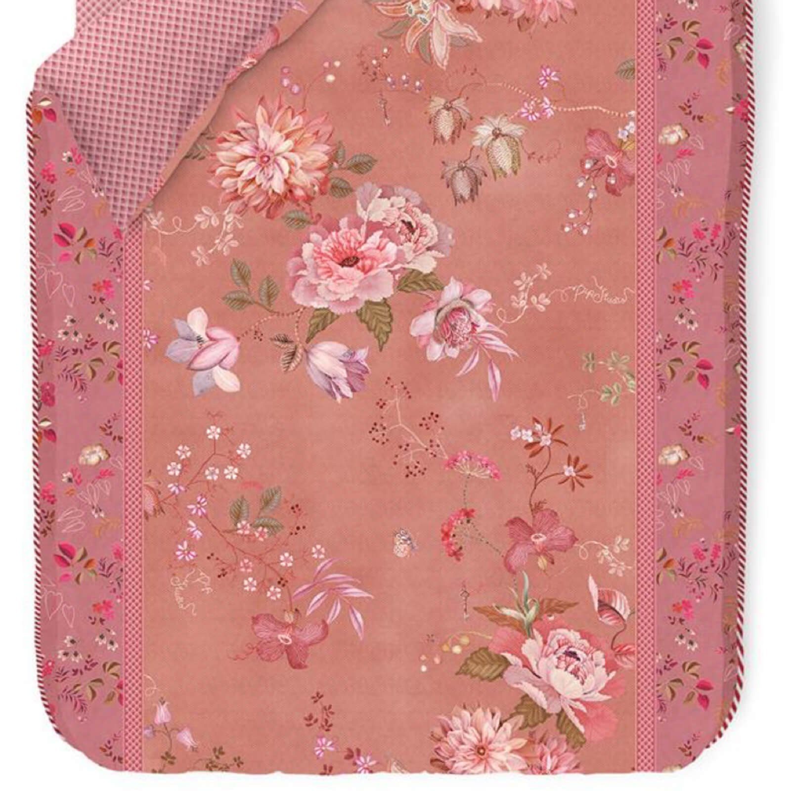 PiP Studio Bettwäsche Zusatzkissenbezug Tokyo Bouquet Pink, Perkal, 1 teilig, Lilien, Dahlien, Punkte