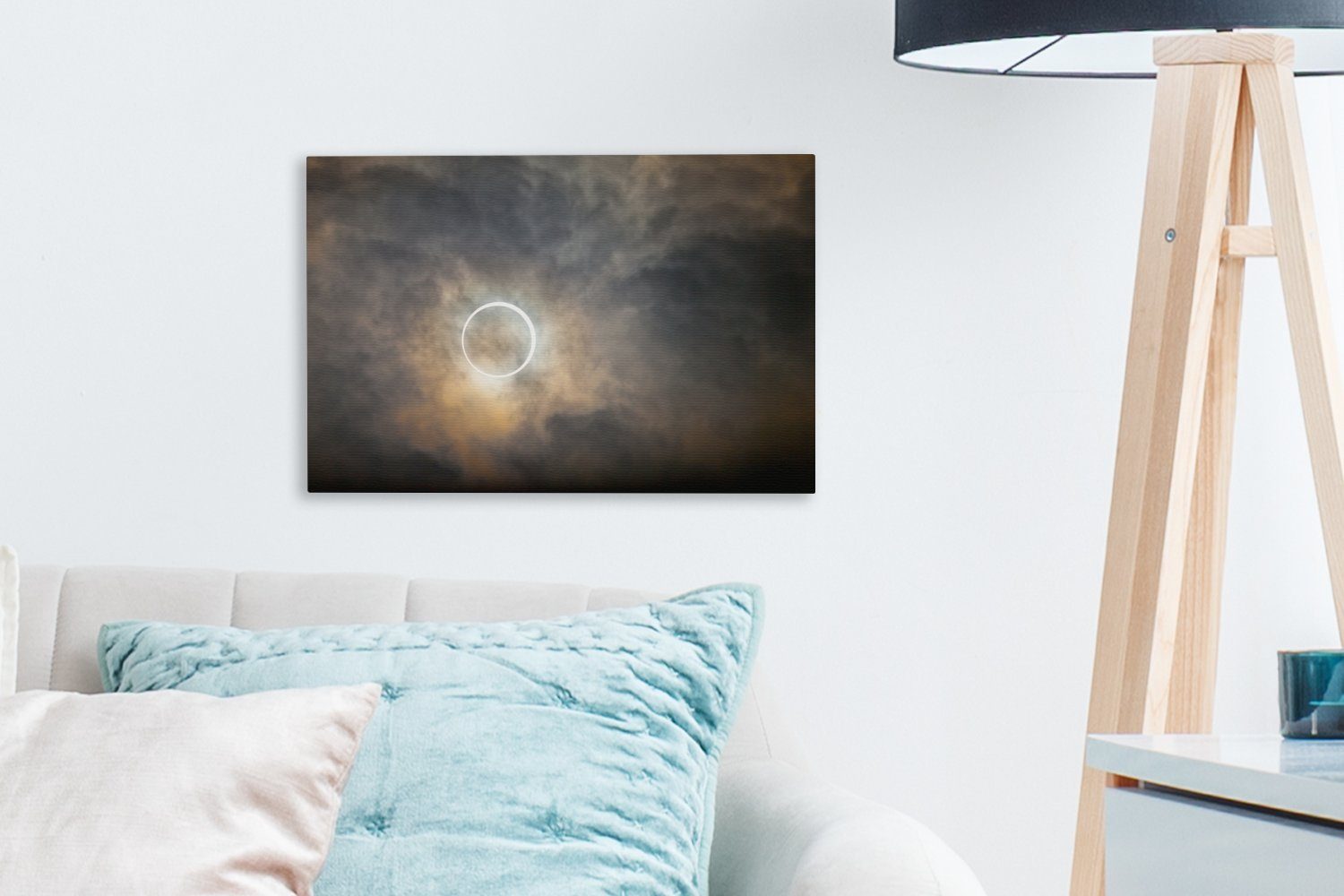OneMillionCanvasses® Leinwandbild Ringförmige Japan, Wandbild Sonnenfinsternis Leinwandbilder, (1 in Wanddeko, 30x20 cm Aufhängefertig, St)