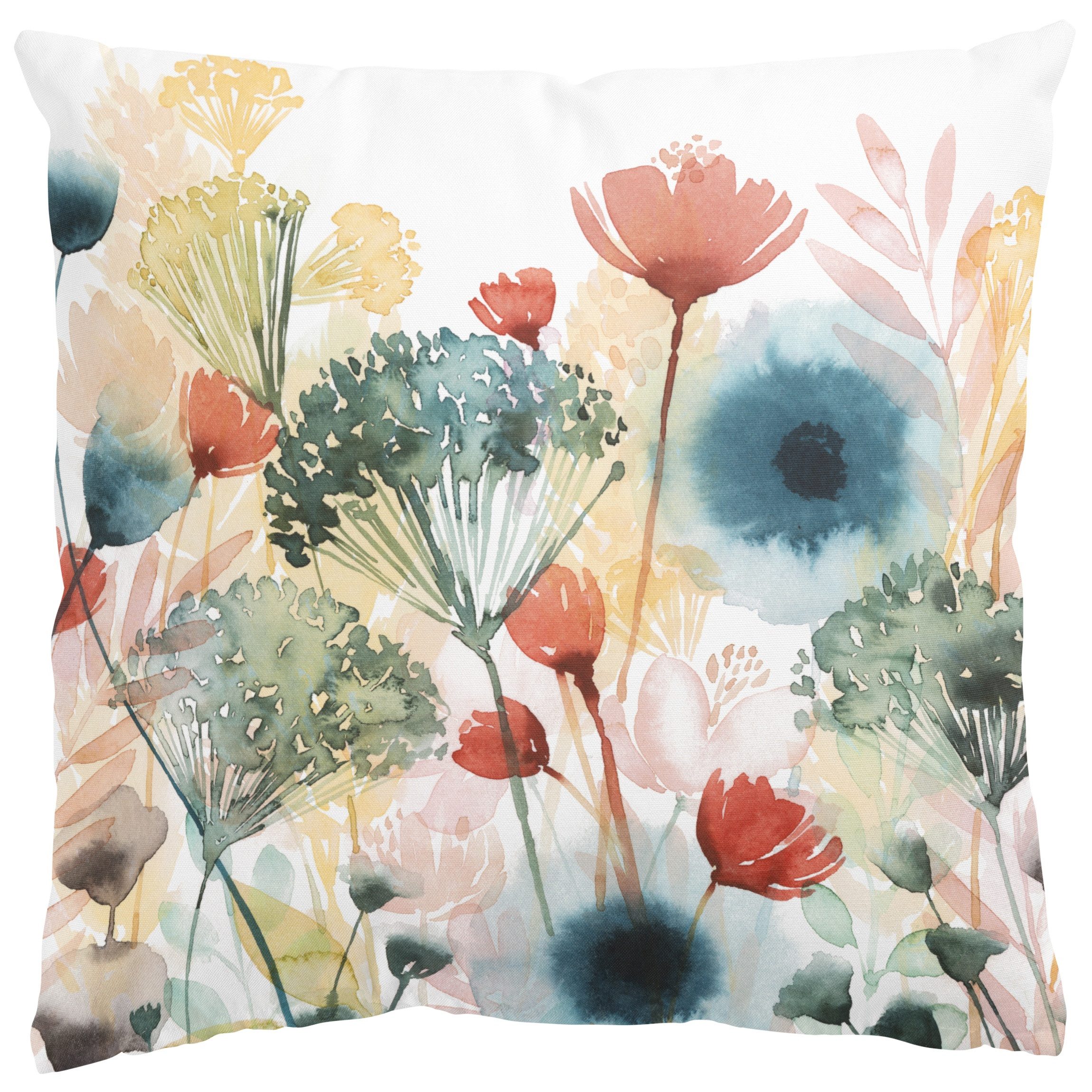 Bilderdepot24 Dekokissen drinnen Kissenhülle/ Sofakissen/ Zierkissen Kissenhülle weiss Blumen L, Bezug Aquarell mit / ohne Füllung Zierkissen Outdoor Sofa Bett