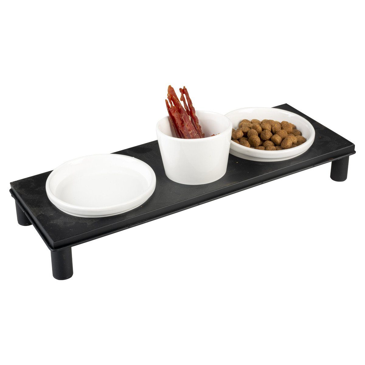 Napf-Set Dinner Set Stone Up Buffet Square weiß/schwarz für Hunde