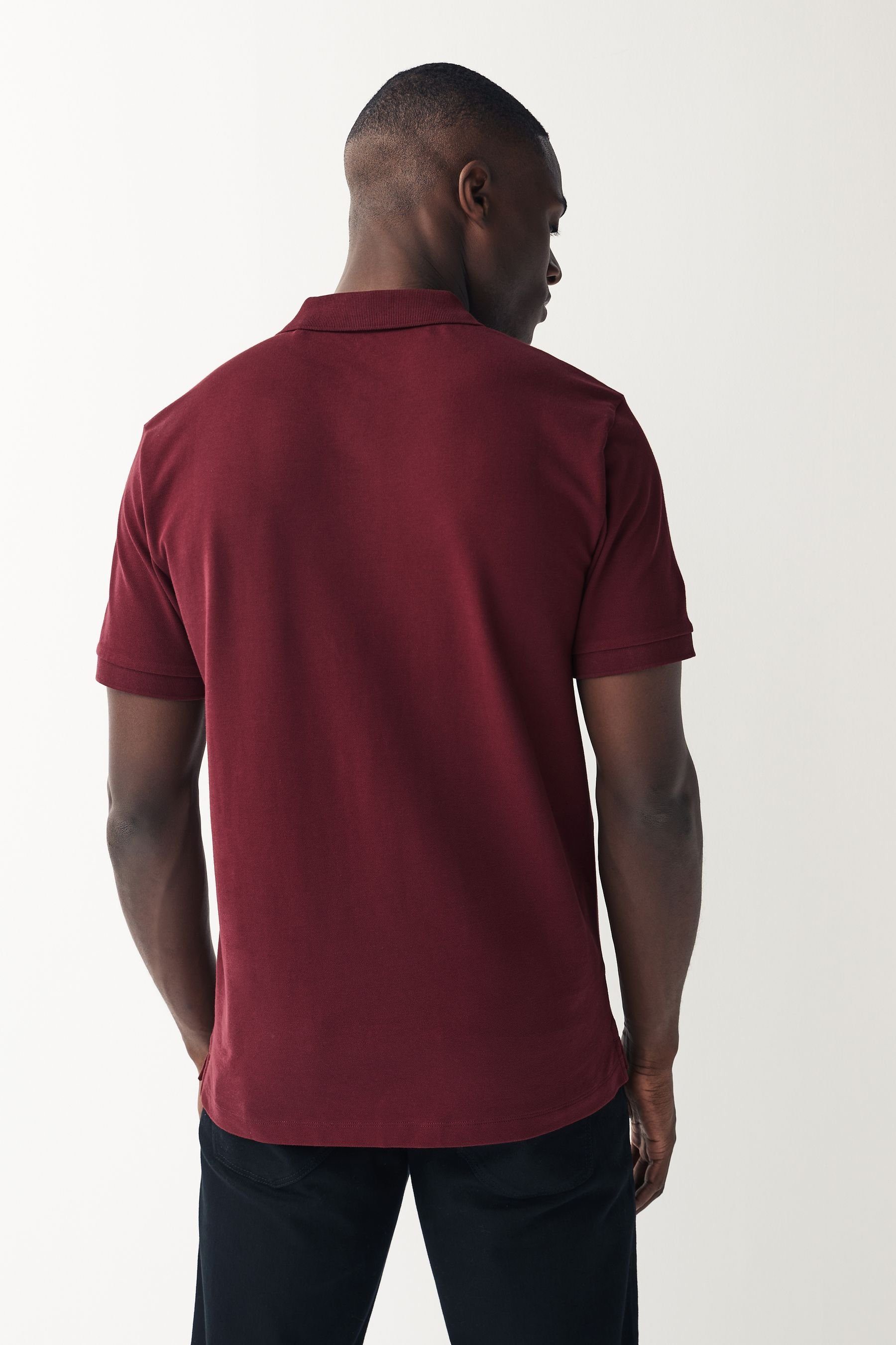 Poloshirt – Red Next (1-tlg) Piqué-Poloshirt Slim-Fit Burgundy