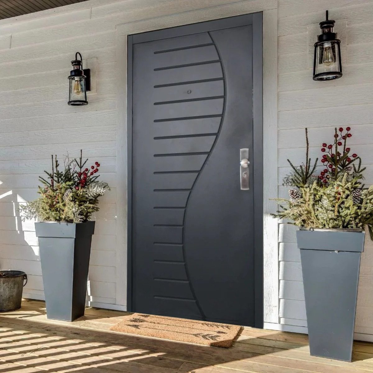 Habee Haustür Sicherheitstür Loreley mit Wellen-Design Anthrazit