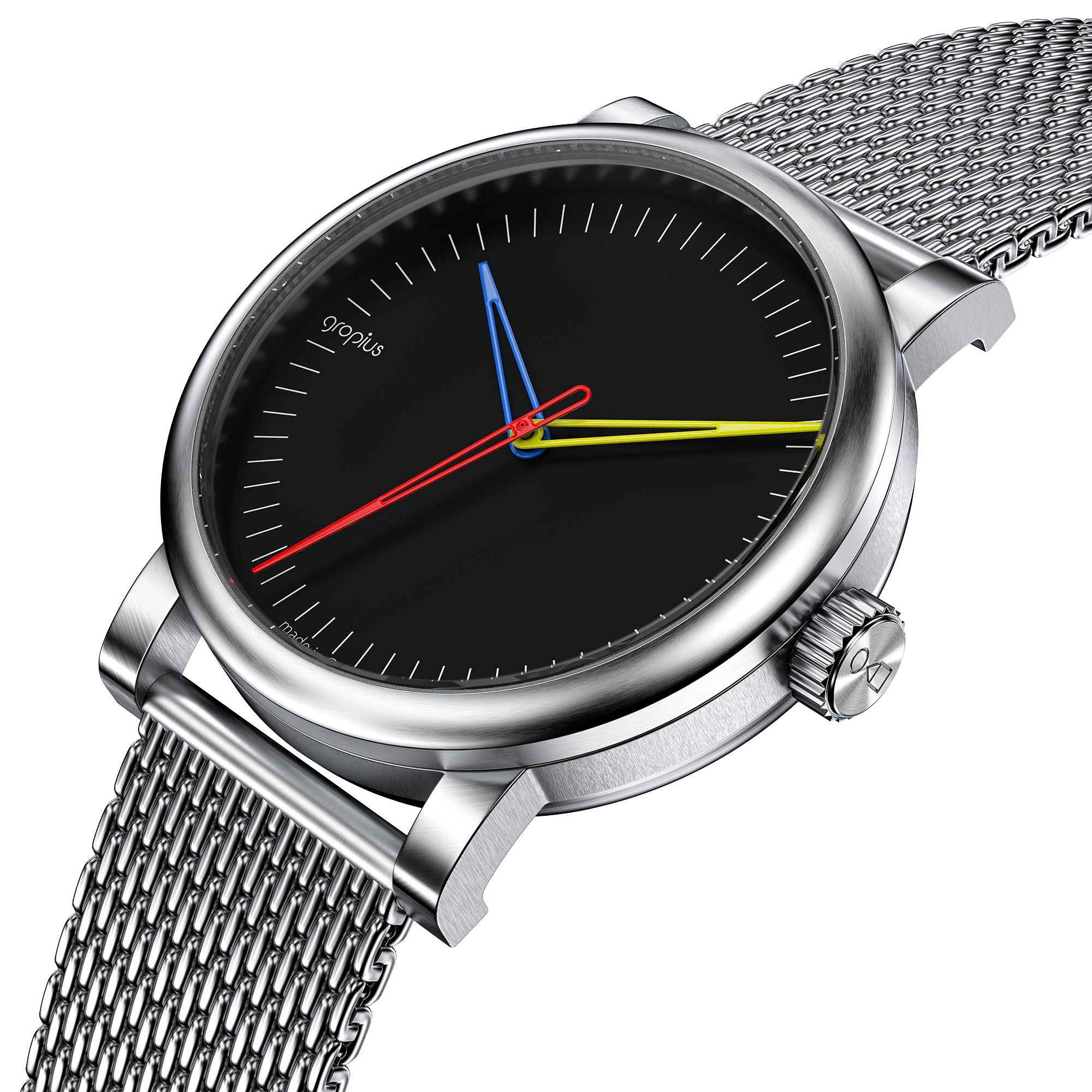 Walter Gropius Automatikuhr Made in Germany, Saphirglas, Atrium Automatik - WGA 801-05M, Designeruhr, Edelstahlband mit Easy-Release System, Edelstahlgehäuse