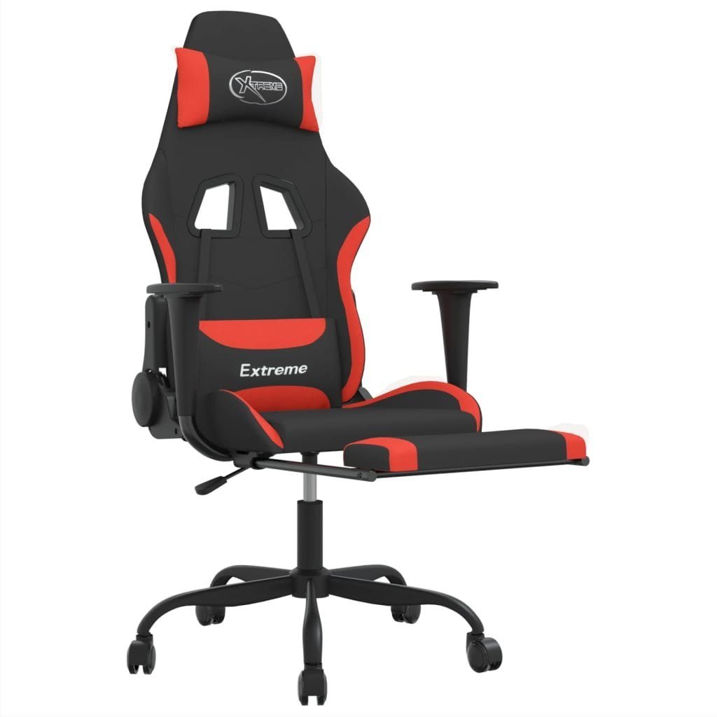 | Schwarz mit Gaming-Stuhl Schwarz Gaming-Stuhl rot und rot und Schwarz St) und (1 Stoff Rot Fußstütze vidaXL