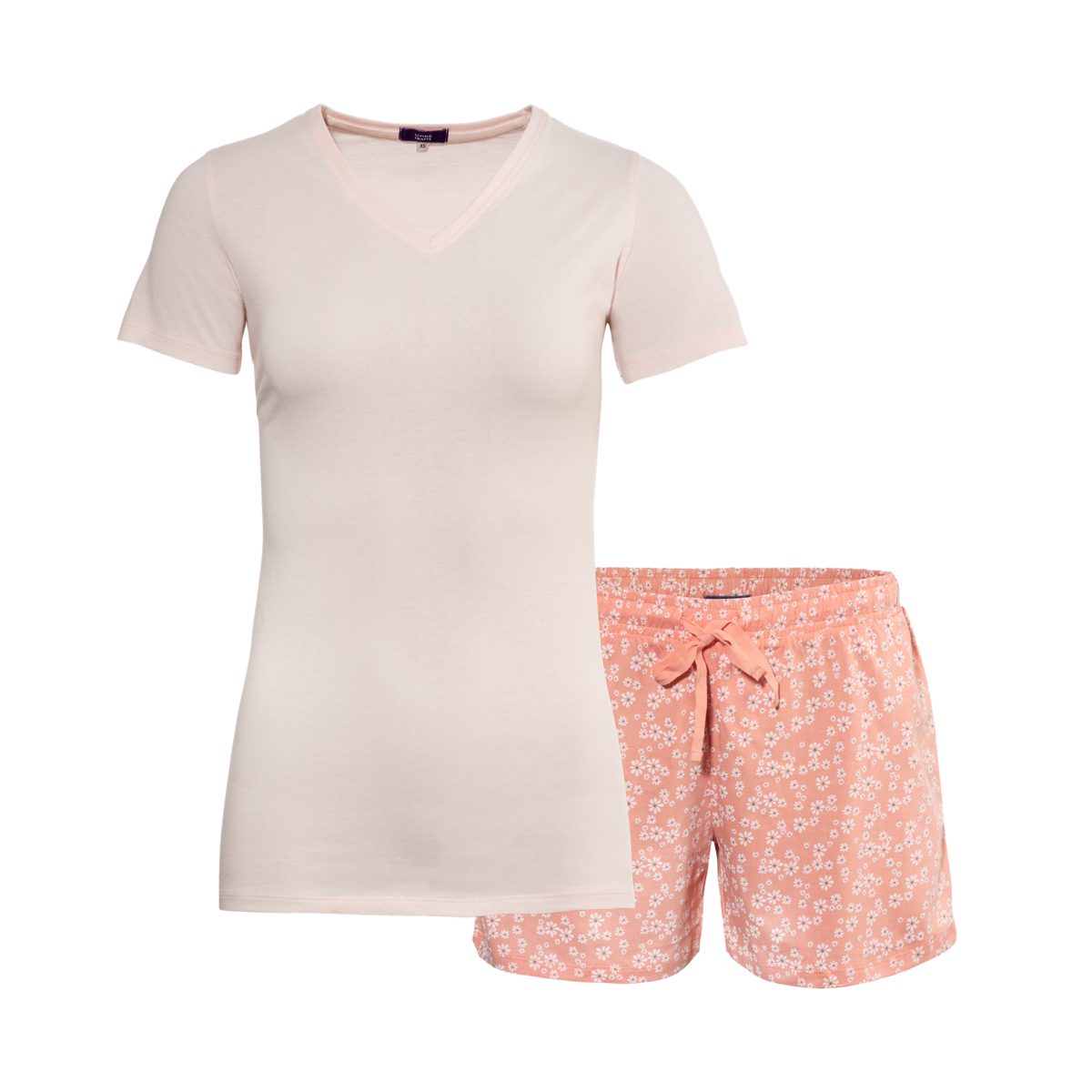 CRAFTS Kurze Pyjama-Hose Strawberry MIRIAM Single LIVING Jersey-Top Schlafshorts Cream und leichtes