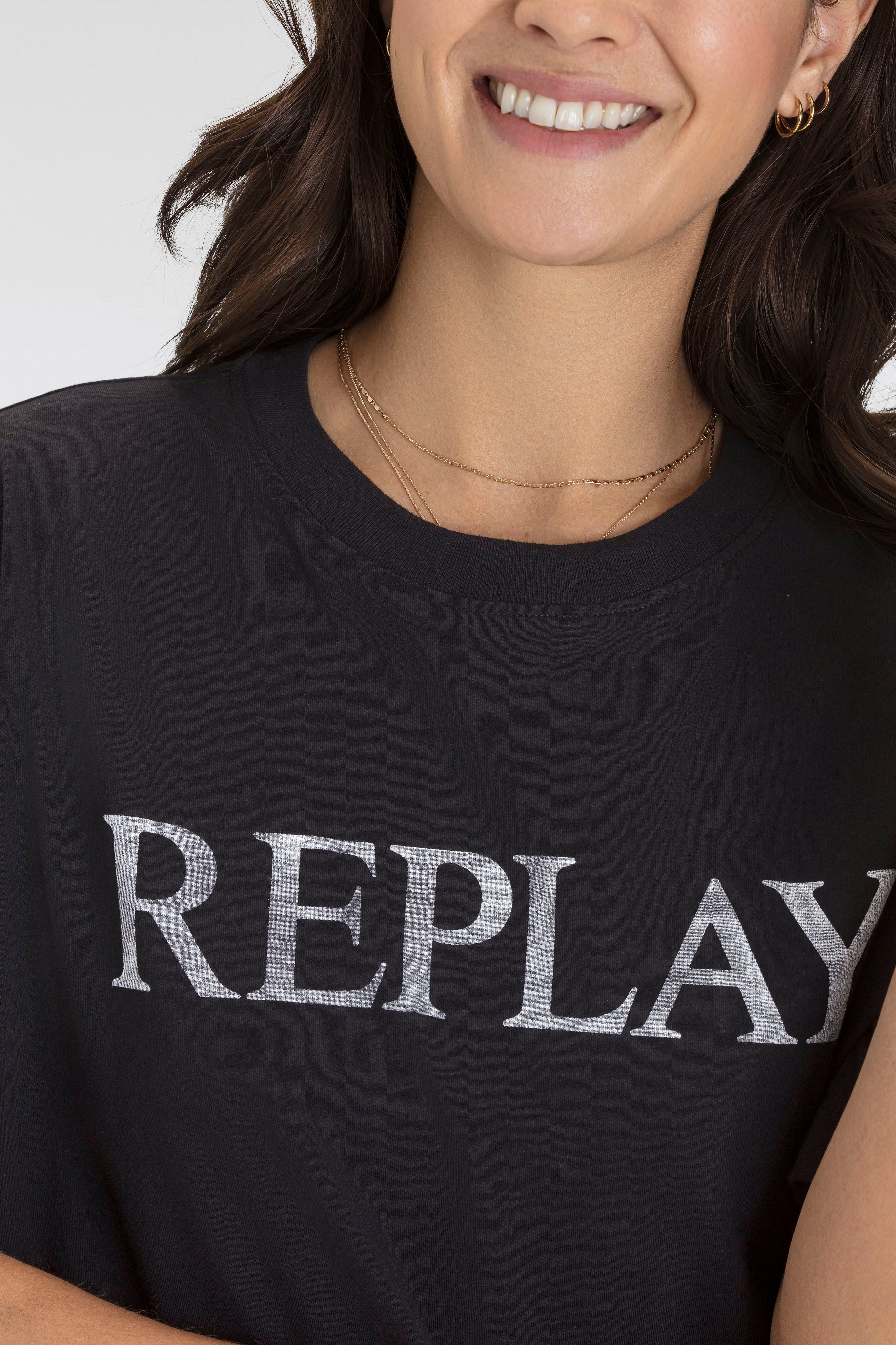 Replay T-Shirt mit Markenprint vorne