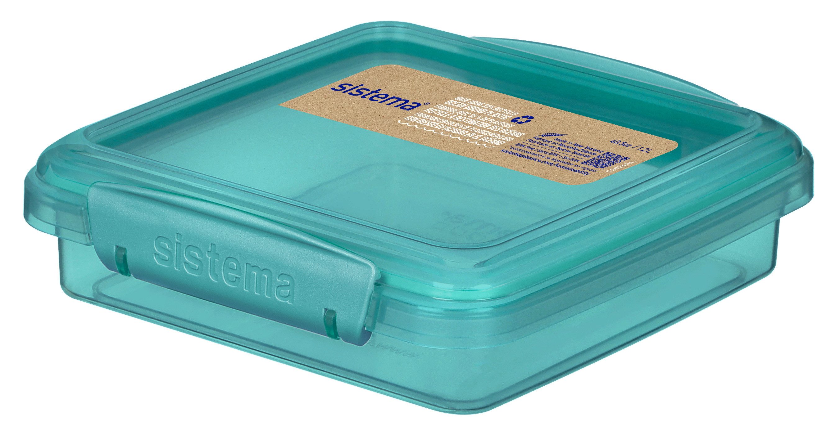 sistema Lunchbox Sistema 450ml Sandwich Box - recycled PP - Teal Stone