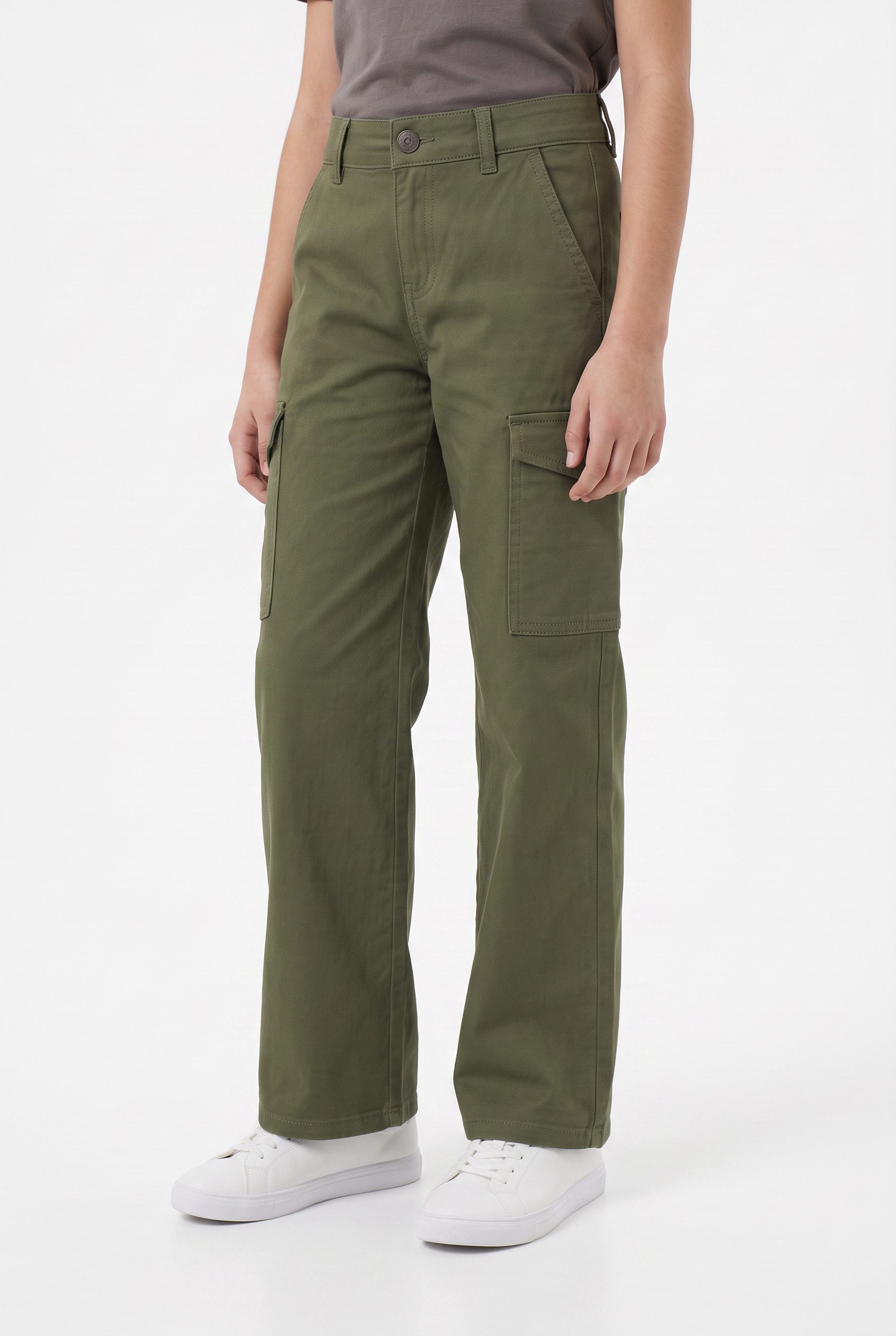 Name It Cargohose NKFROSE für Mädchen mit Cargotaschen und Stretch unifarben, modisch, regular fit, Baumwollmischung, Web