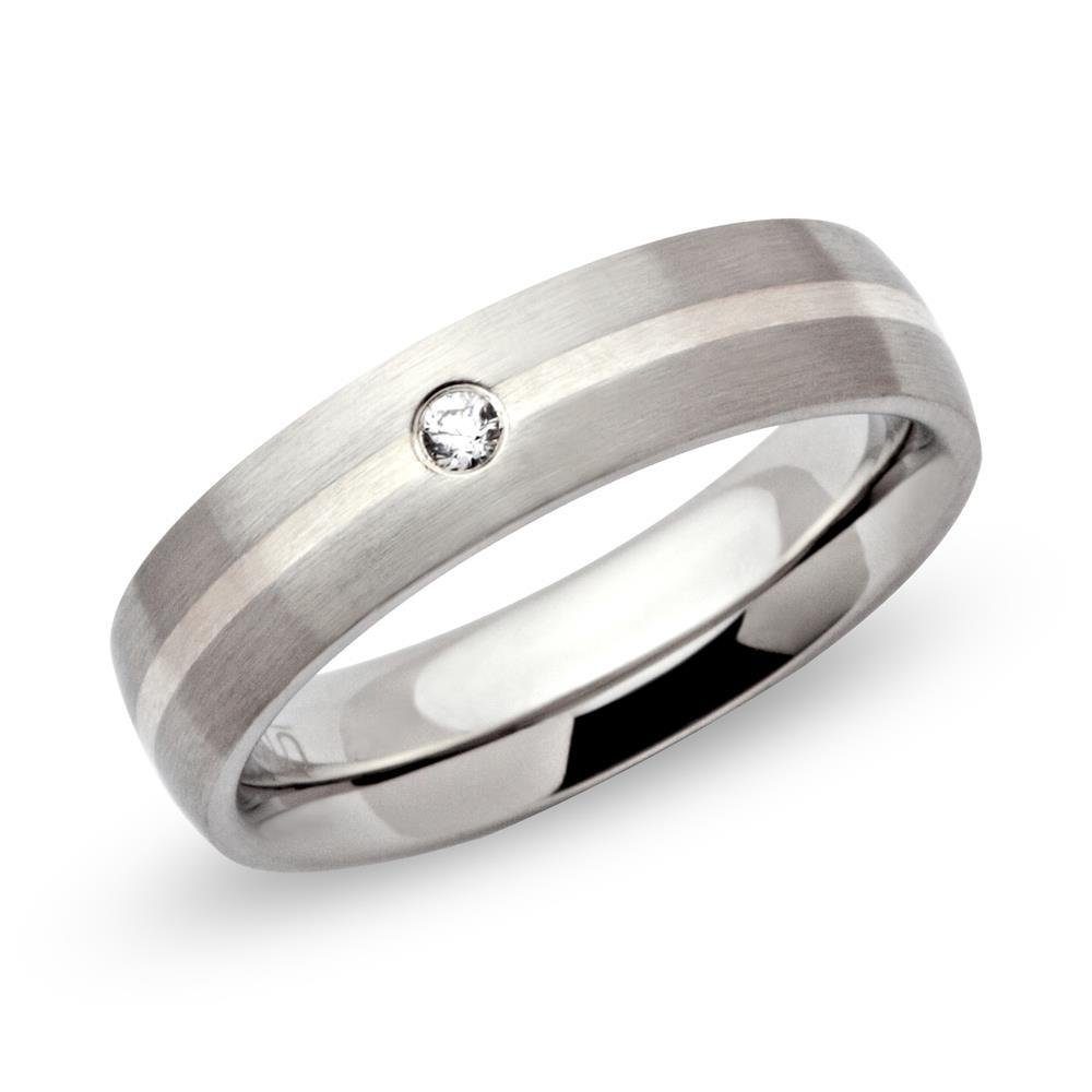Unique Fingerring Edelstahlring matt mit Silbereinlage, günstig online kaufen