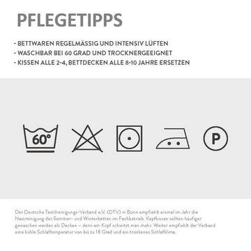 Federkopfkissen Extra dickes Kopfkissen 2000g 100% neue sibirische Federn 80x80 fest, Bettenhaus Breuer, Füllung: 100% neue Federn, Bezug: Baumwolle, Seitenschläfer, Rückenschläfer, Hergestellt in Deutschland