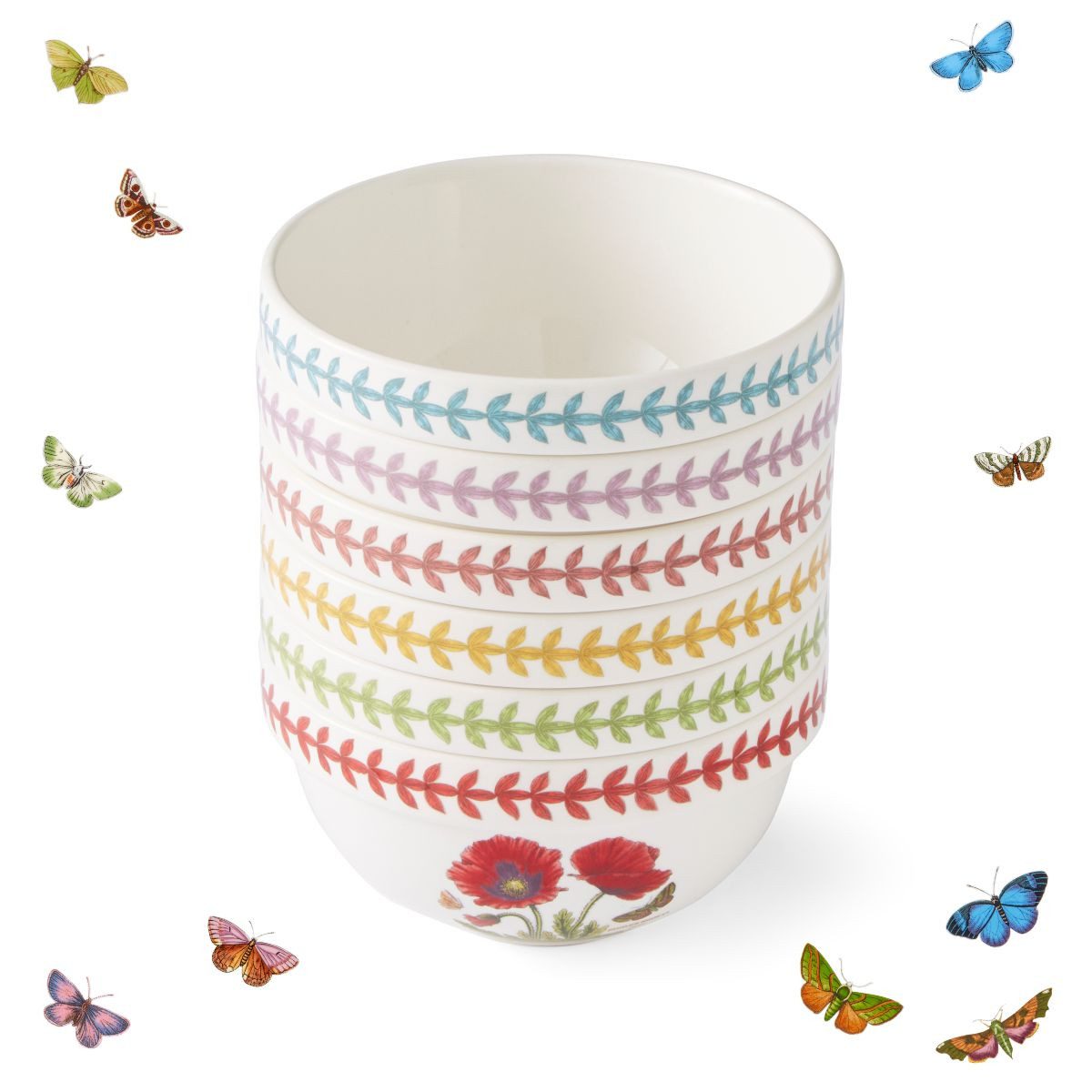 Portmeirion Dessertschale Portmeirion Keramik Schalen 6er Set Botanic Garden Meadow Wiesenblumen, Keramik, (Set)