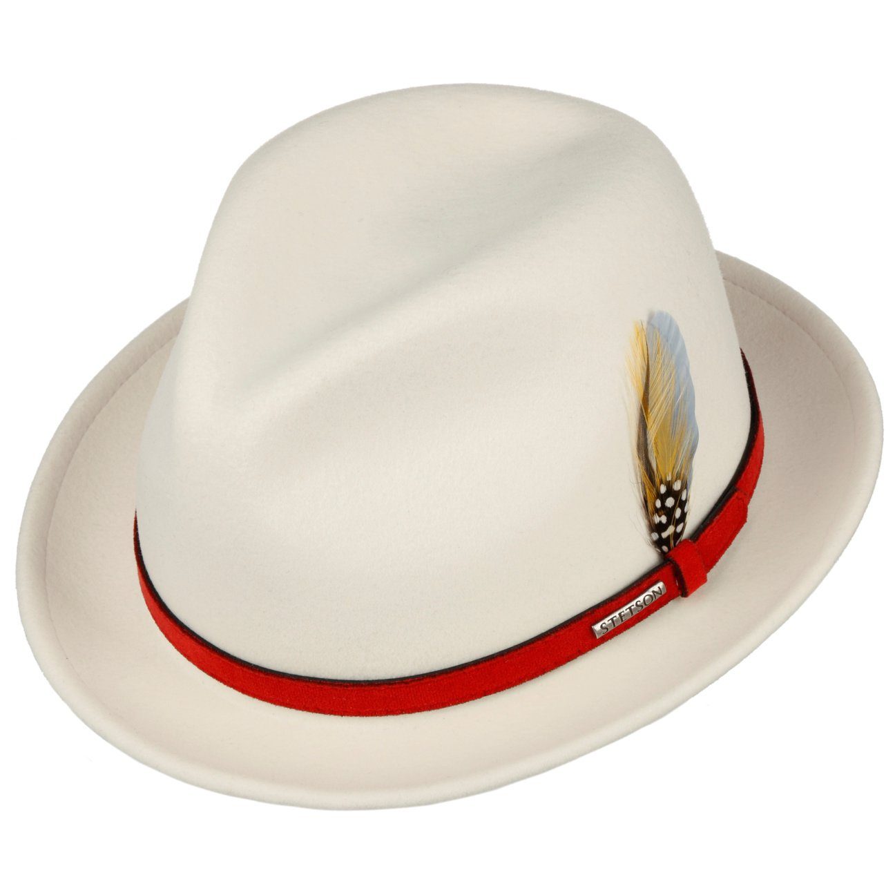 Made Fedora cremeweiß Wollhut Stetson USA in Futter, mit (1-St)