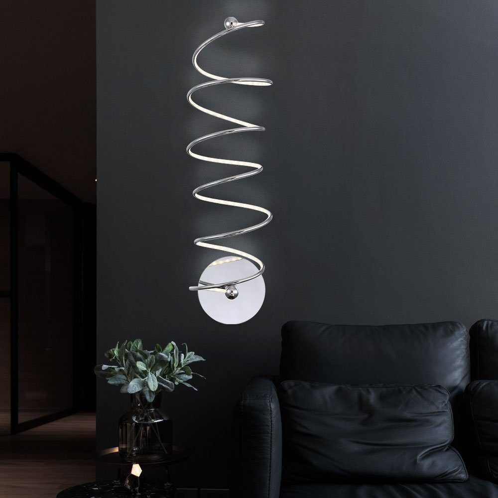 cm Alu H LED-Leuchtmittel 60 Wohnzimmerlampe Wandleuchte, LED fest Wandleuchte LED Warmweiß, Wandlampe etc-shop Spirale silber verbaut,