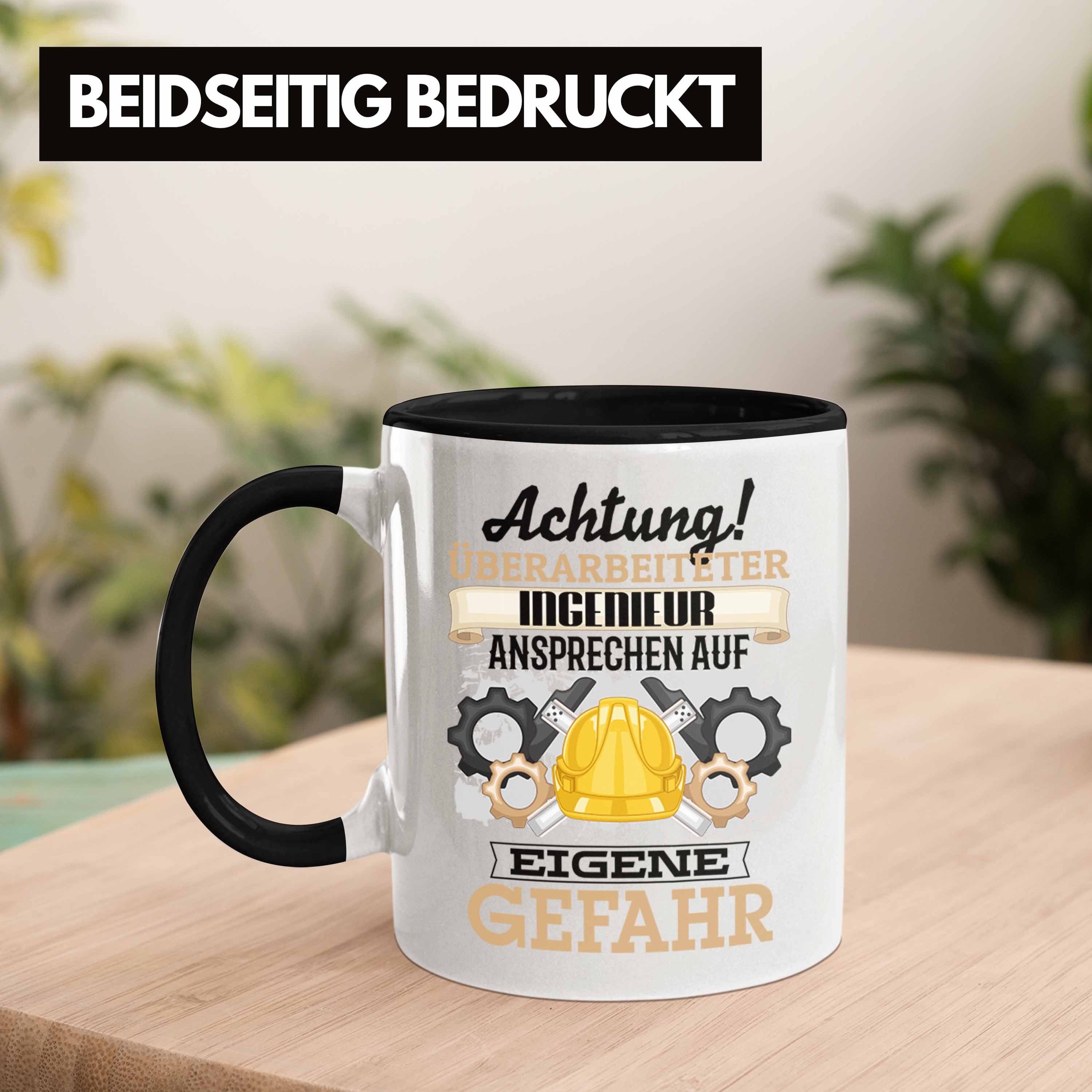 Trendation Tasse Lustiger Spruch Kaffeebecher Schwarz Tasse für Geschenkidee Ingenieur Geschenk