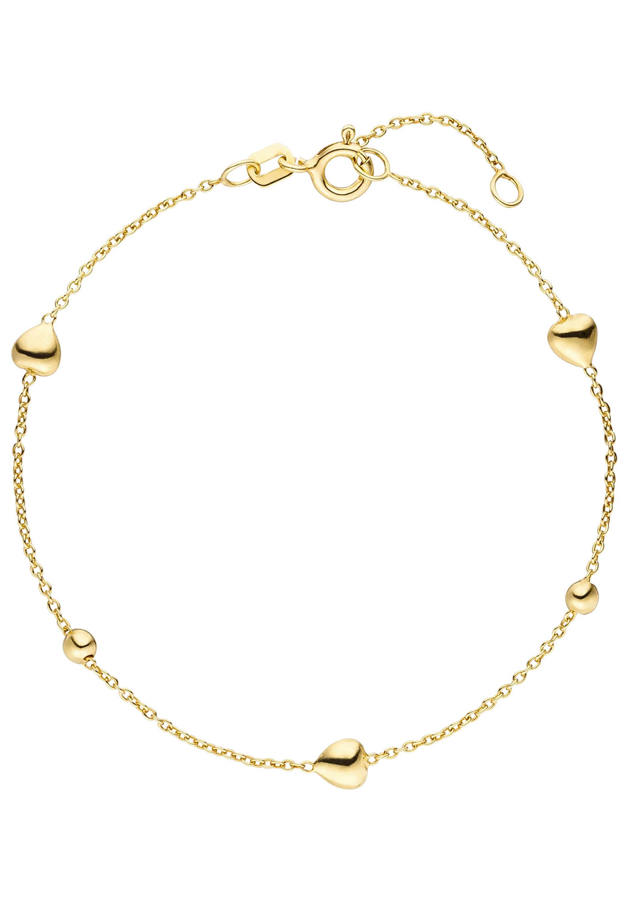 JOBO Armband Herz Kugel, 925 Silber vergoldet 19 cm