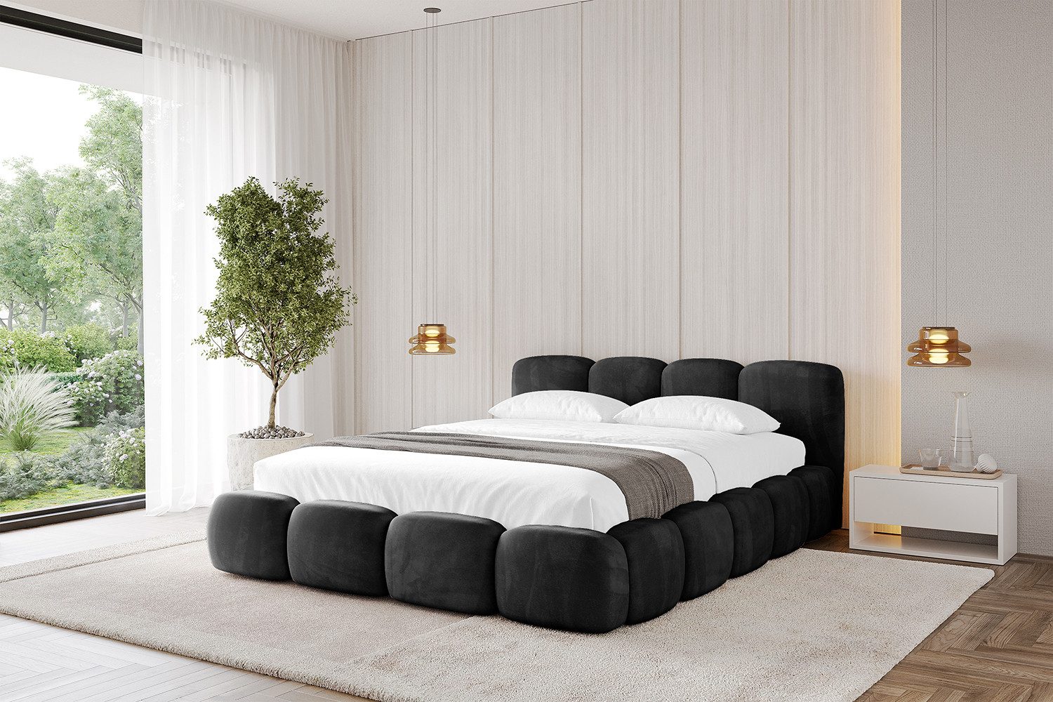 ALTDECOR Polsterbett KALA-v1 (Polsterbett mit Bettkasten und Lattenrost, Boxbett ohne Matratze), Doppelbett mit Stauraum, Bett mit Kopfteil