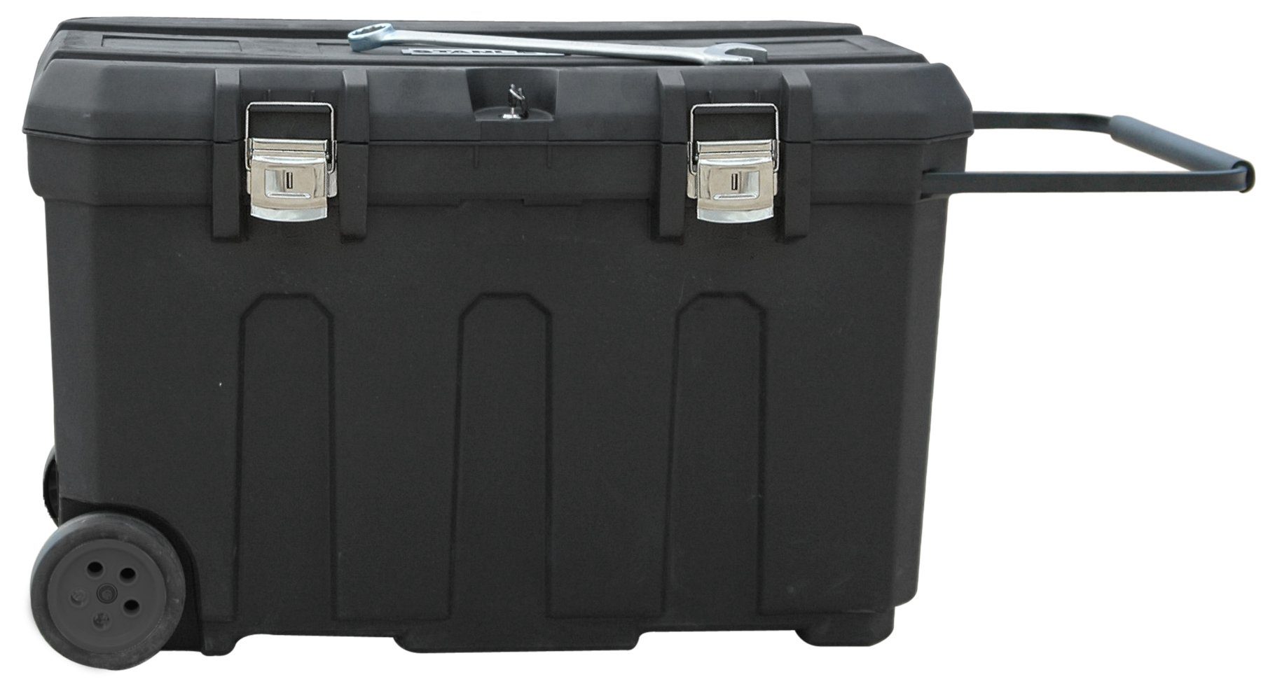 STANLEY Transportbehälter 1-93-278 Mobile Montagebox, 96,2 x 59,1 x 57,8 cm, 190 Liter herausnehmbare Ablage, abschließbar