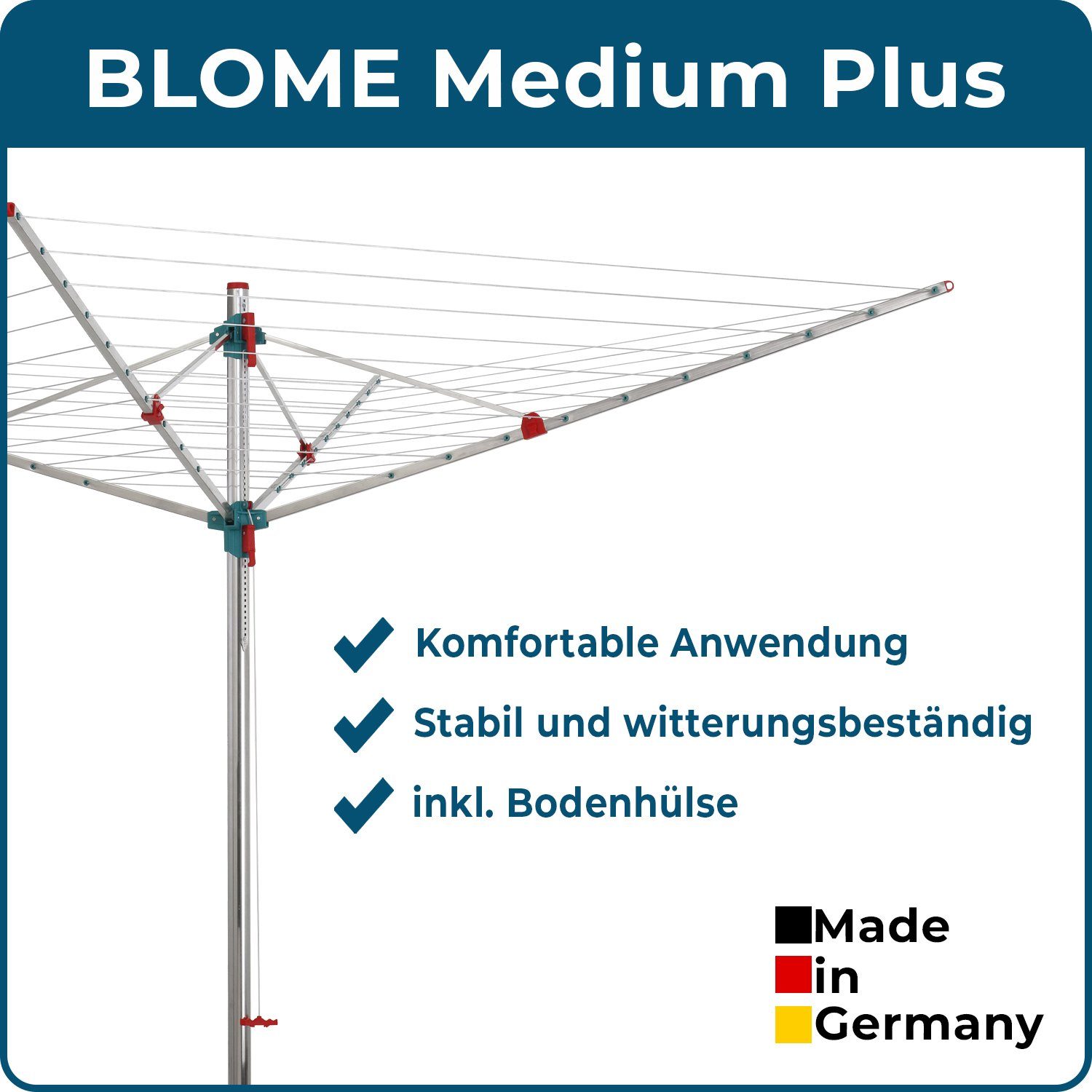 Meter Blome türkis Wäschespinne Plus Medium 60 Made Leine, in Germany