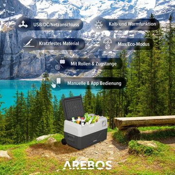 Arebos Kühlbox Kompressor mit Rollen elektrisch Gefrierbox APP-Steuerung 27L - 47L, Ablassschraube zum Wasserentfernen