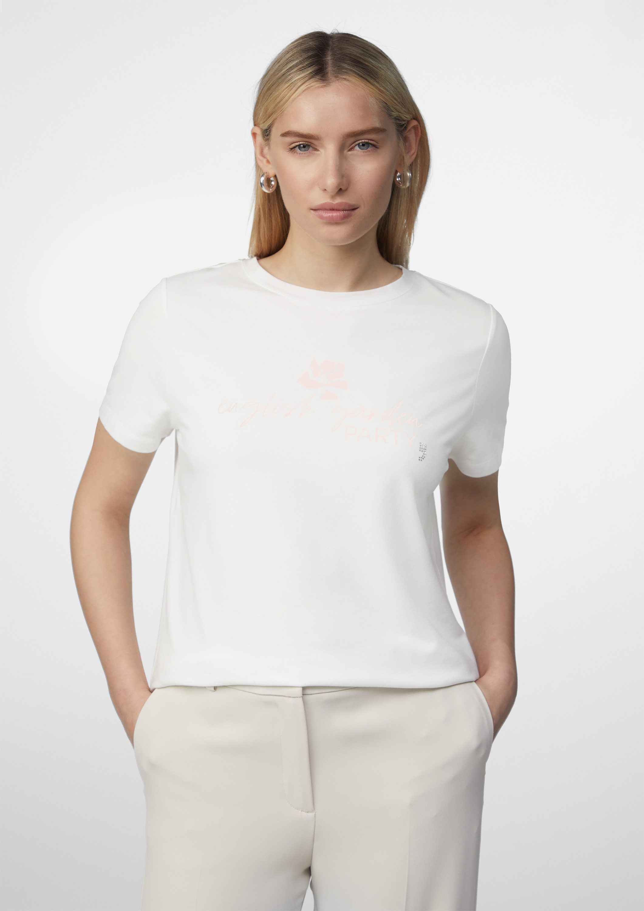 comma Kurzarmshirt T-Shirt Baumwollmix-T-Shirt mit Artwork günstig online kaufen