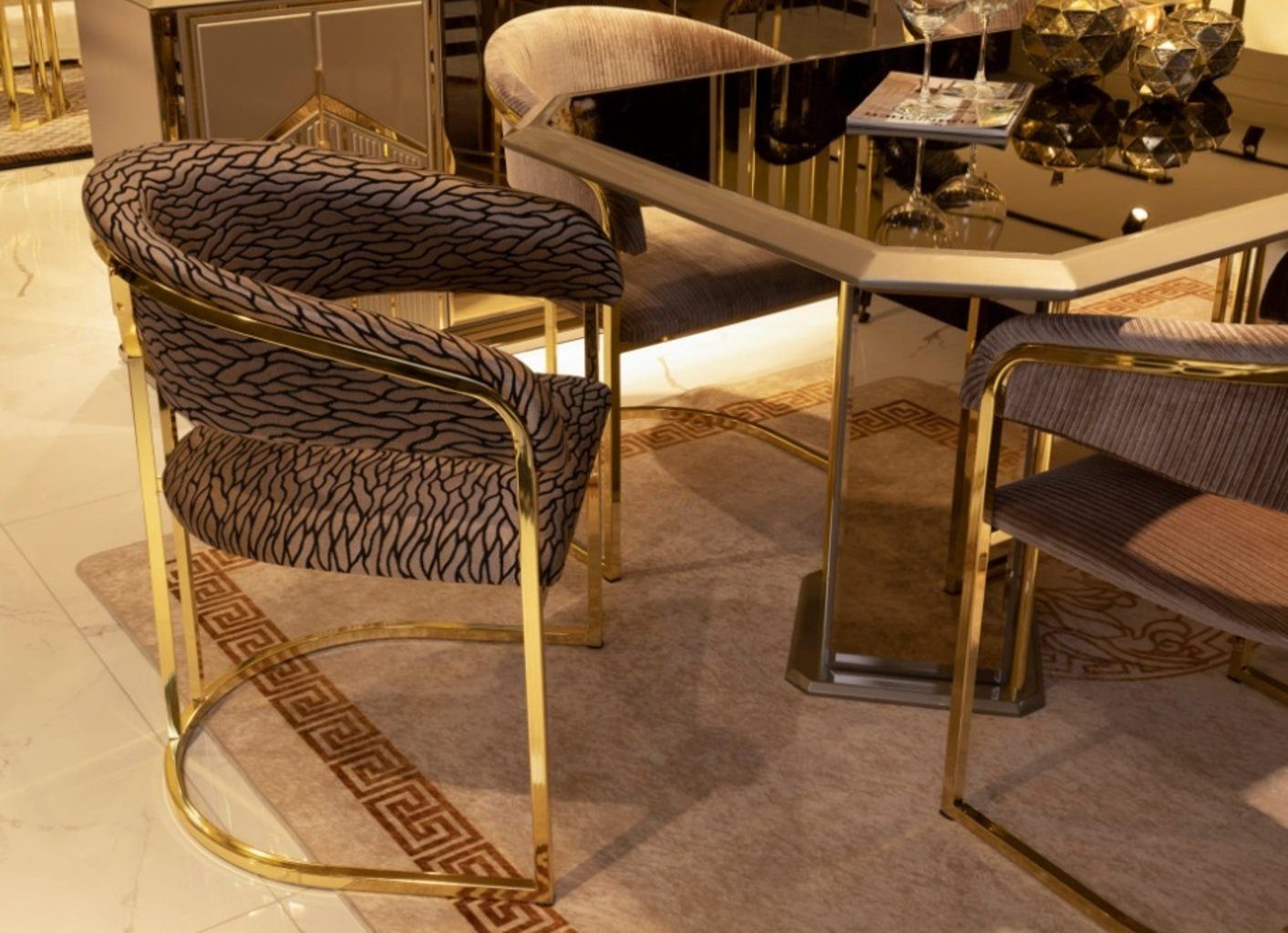 JVmoebel Stuhl, Esszimmerstuhl Luxus Modern Stühle Textil Design Metall Stuhl