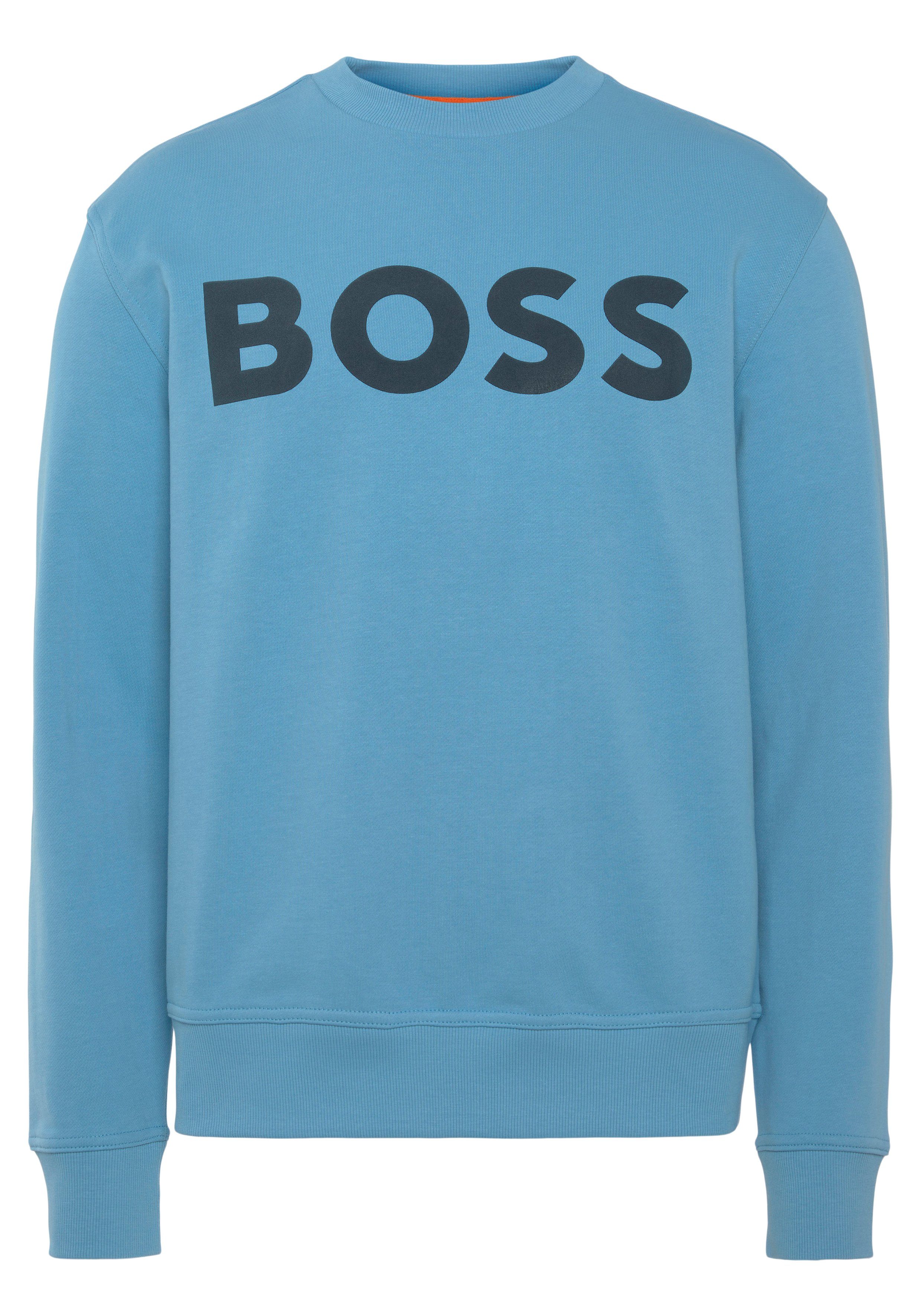 Open Sweatshirt Print Blue BOSS ORANGE WeBasicCrew mit