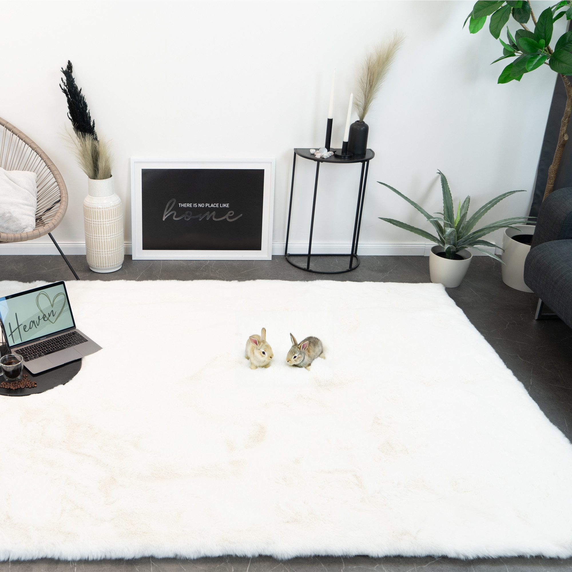 Consilio Concept Fellteppich Teppich Hasenfell Imitat HEAVEN Fell Hochflor günstig online kaufen