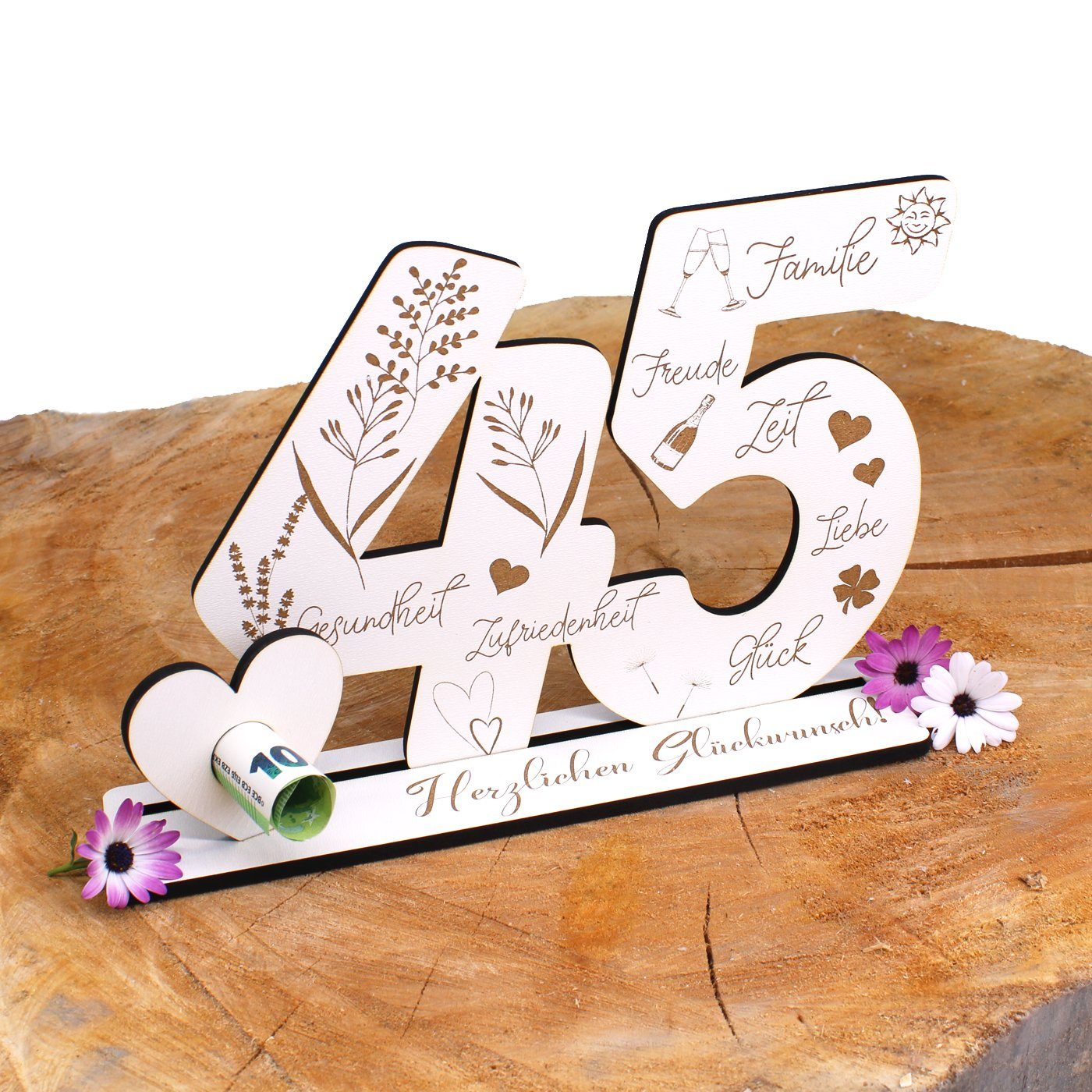 Kreative Feder Hochzeitskarte Dekorativer 3D Geschenk-Aufsteller „Just  Married“ zur Hochzeit, originelle Geldgeschenk-Deko aus Holz