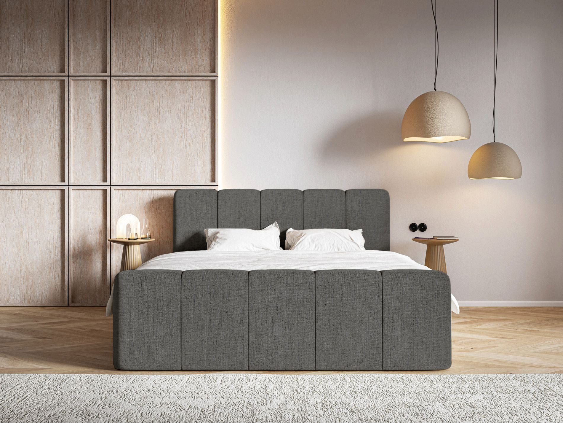 Selsey Boxbett CLOUDY II, Polsterbett mit Bettkasten, Matratze & Topper, Bouclé oder Chenille