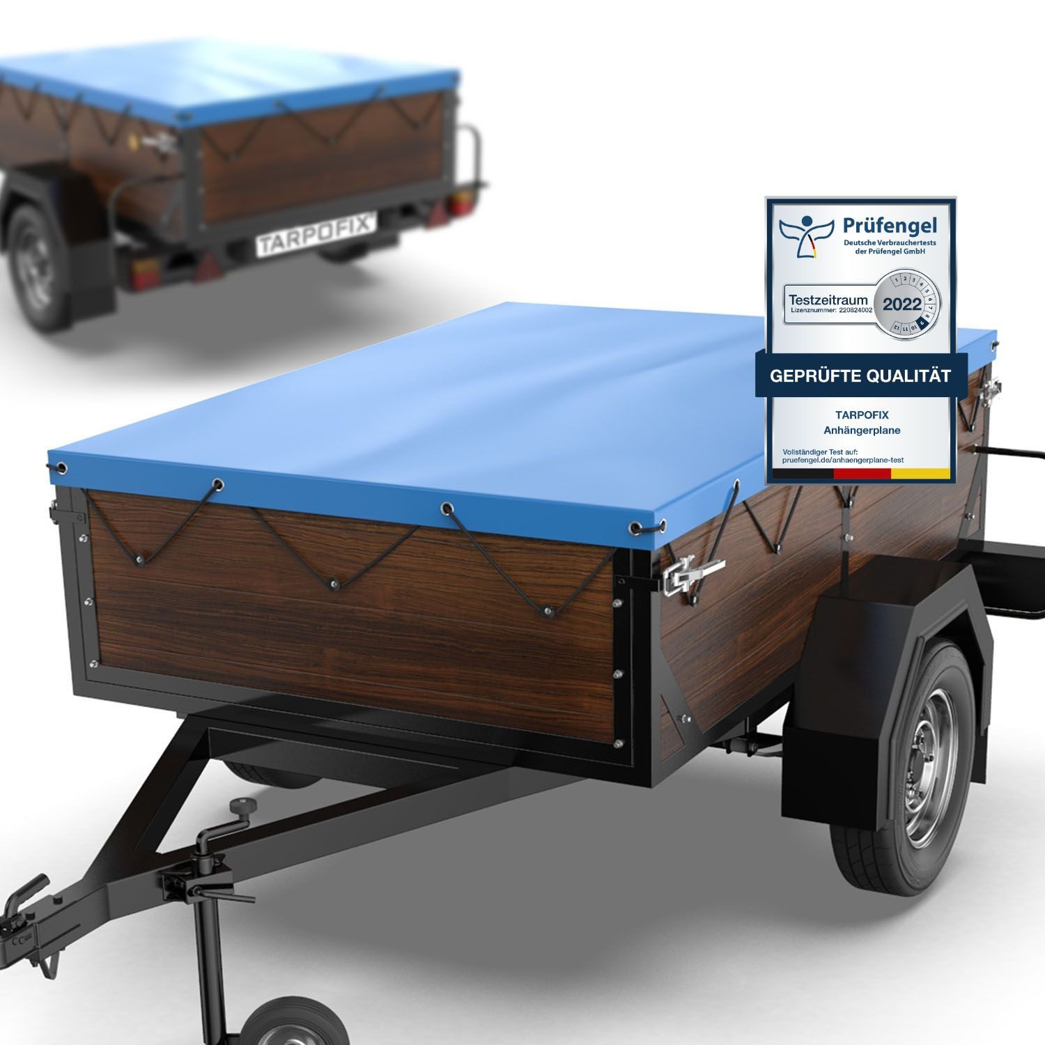 Tarpofix® Schutzplane Tarpofix Anhängerplane DDR Hänger 750 kg wasserdicht PVC, Flachplane 150x105 cm für DDR Anhänger
