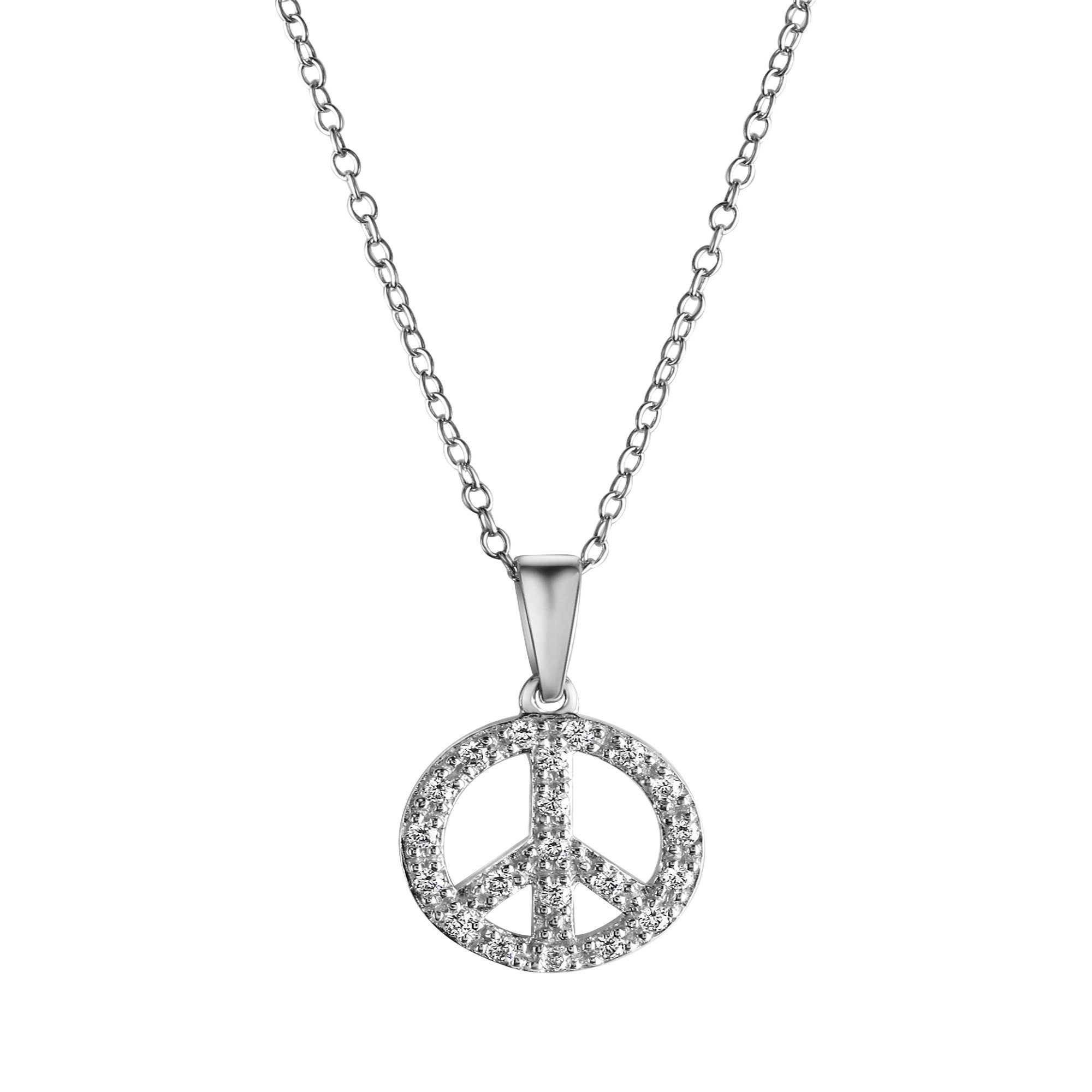 CELESTA Kette mit Anhänger Boho Peace mit Kette 42+3cm 925 Silber Zirkonia weiss