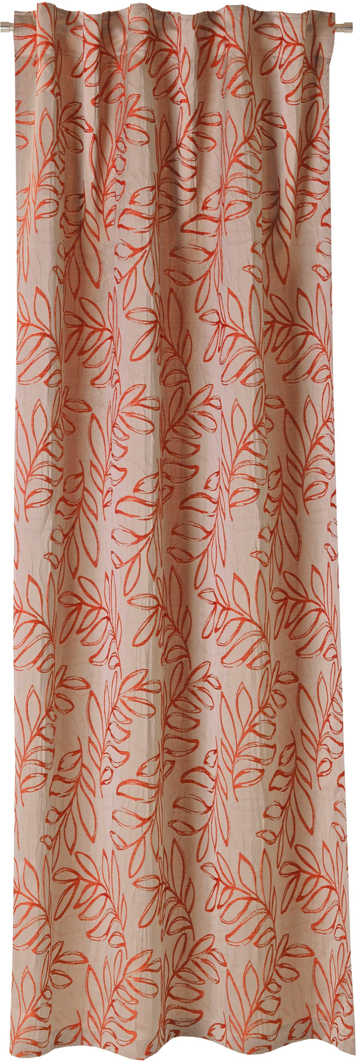Vorhang Salvia, Neutex for you!, Multifunktionsband (1 St), blickdicht, Jacquard, filigrane Blattmusterung mit Farbeffekt orange