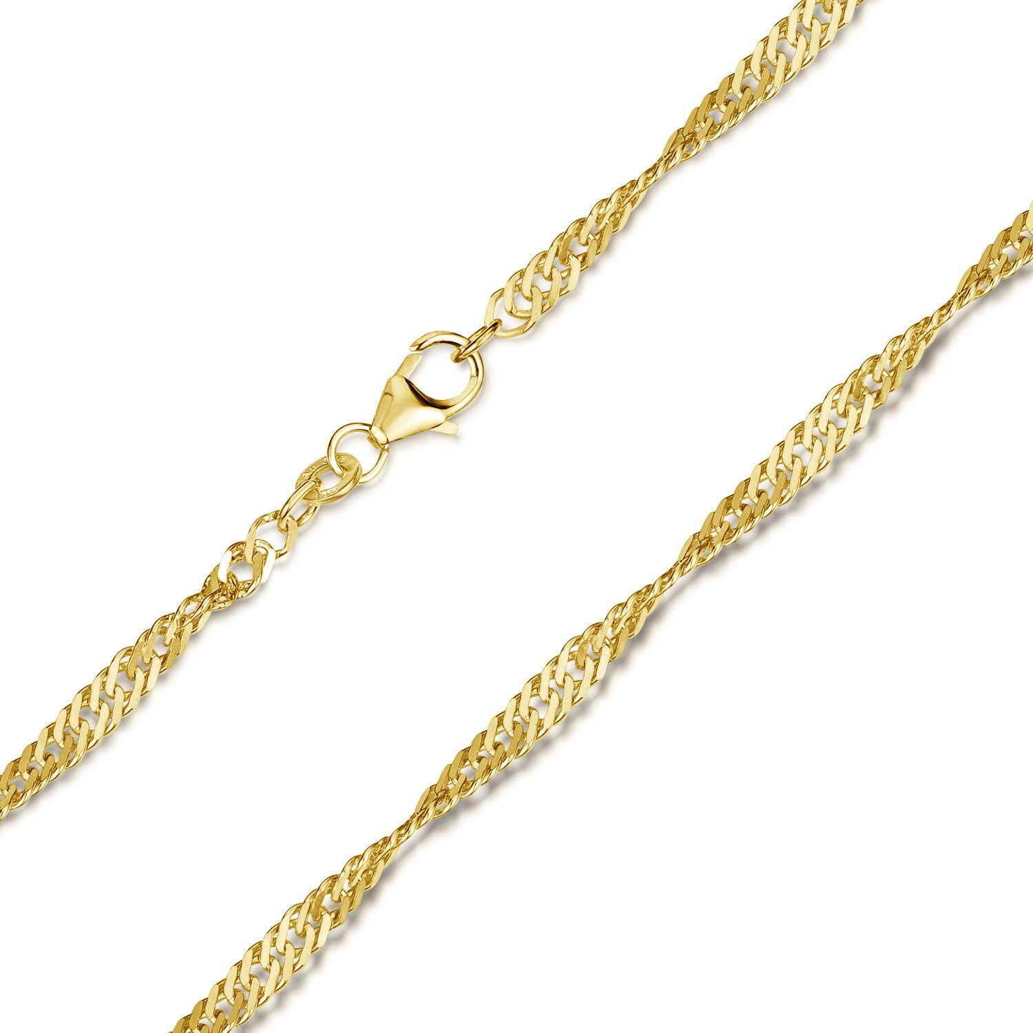 Materia Goldkette Damen 8K Singapurkette Gold 3mm K117, 333 Gelbgold, Hochglanz