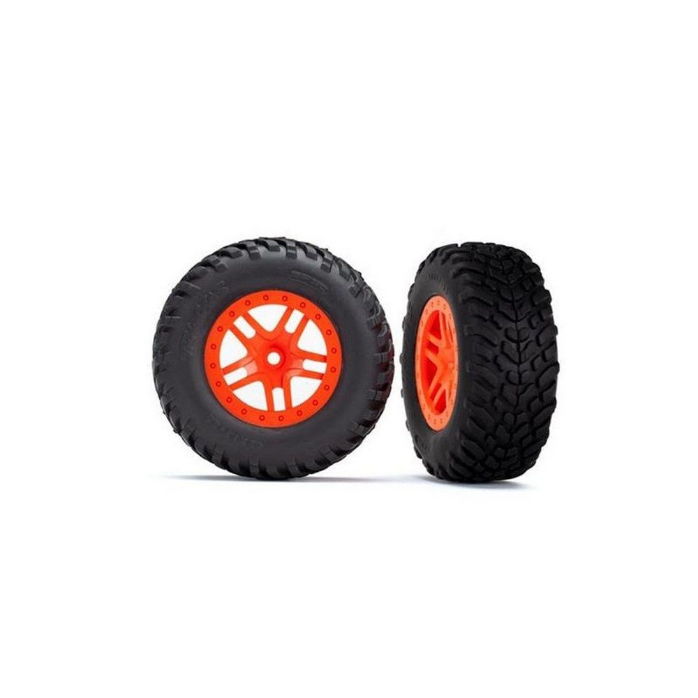 Modellbausatz 5892 Reifen auf Felge SCT Split-Spoke orange (2) 4WD v/h, 2WD h (