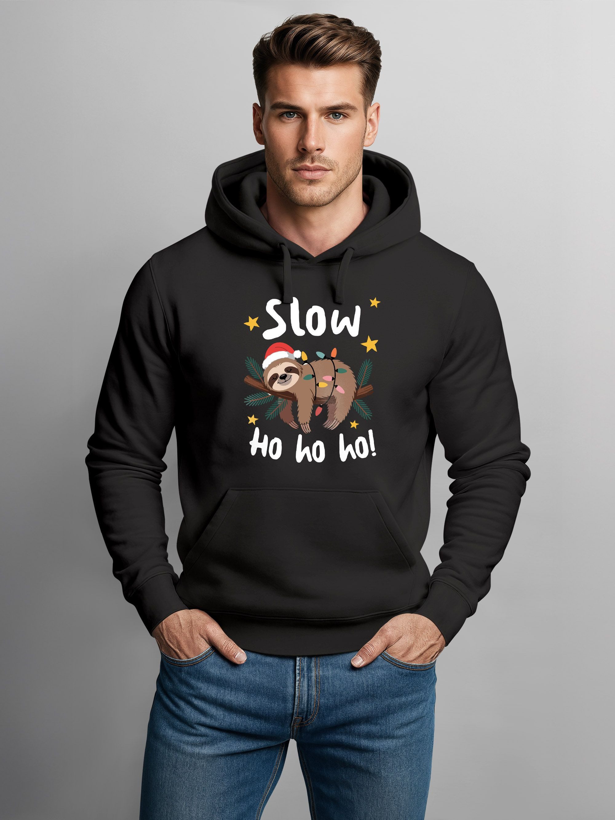 MoonWorks Hoodie Hoodie Herren Weihnachten Kapuzen-Pullover Faultier Spruch günstig online kaufen