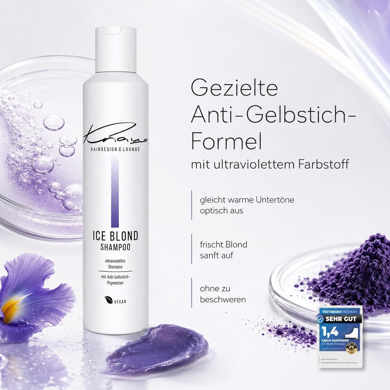 Knaus Hairdesign Haarshampoo Knaus Ice Blond Shampoo 200ml Silbershampoo gegen Gelbstich, 1-tlg.