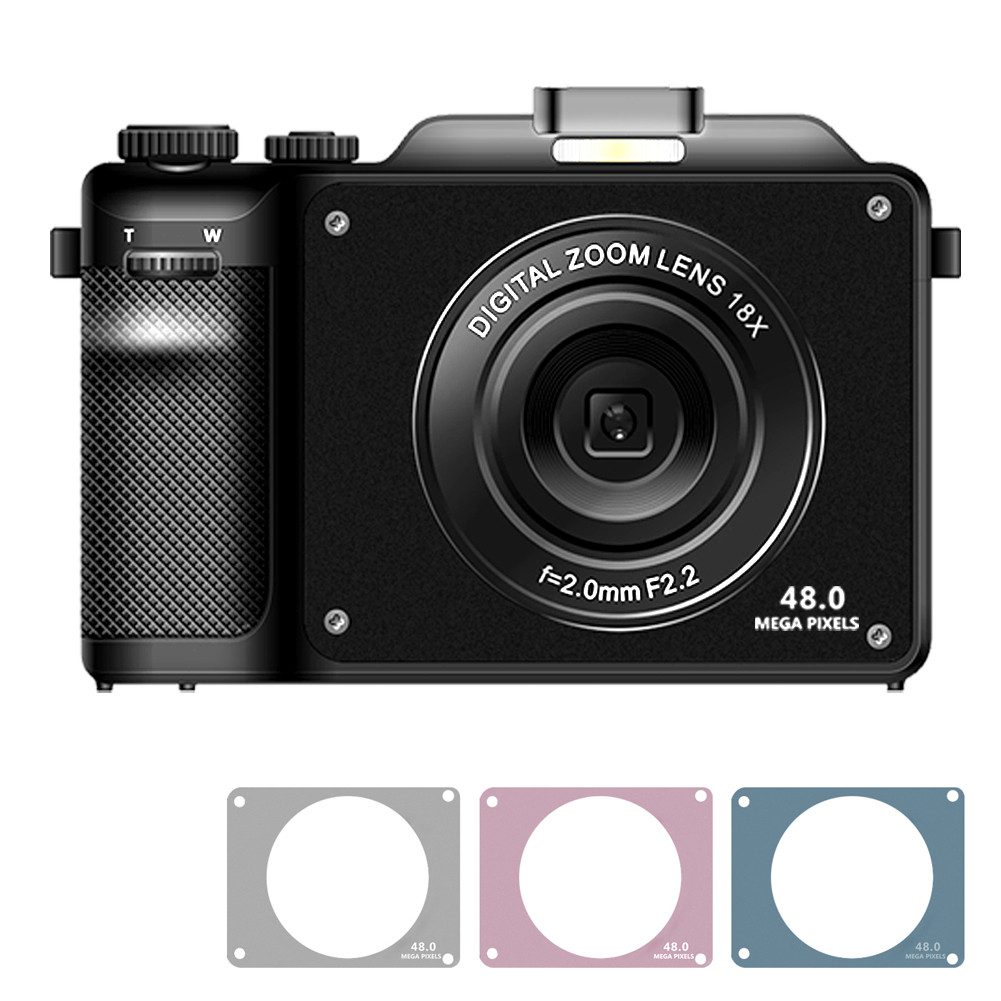 Fine Life Pro X9-updated Kompaktkamera (56 MP, WLAN (Wi-Fi), inkl. 64 GB TF-Karte und 3 Ersatzpanels, 4K 56 MP Fotokamera mit Front- und Rückobjektiv)