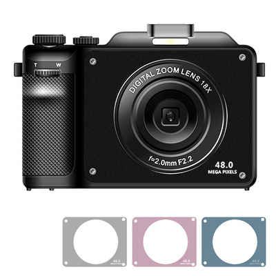 Fine Life Pro X9-updated Kompaktkamera (56 MP, WLAN (Wi-Fi), inkl. 64 GB TF-Karte und 3 Ersatzpanels, 4K 56 MP Fotokamera mit Front- und Rückobjektiv)